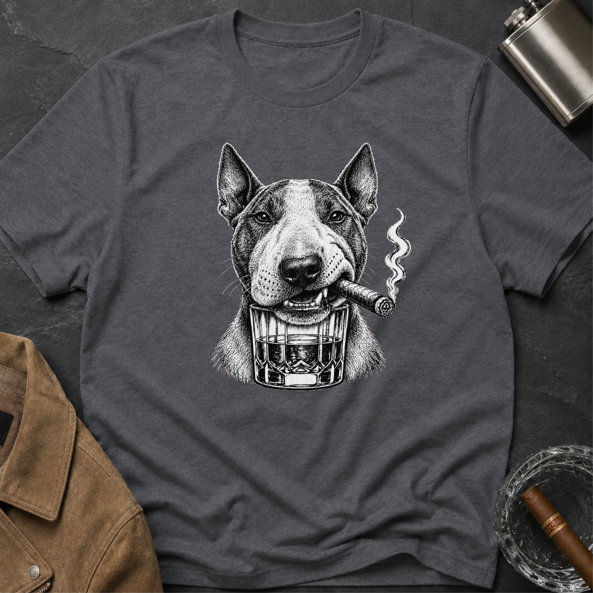 Bull Terrier Smoking Cigar T-Shirt