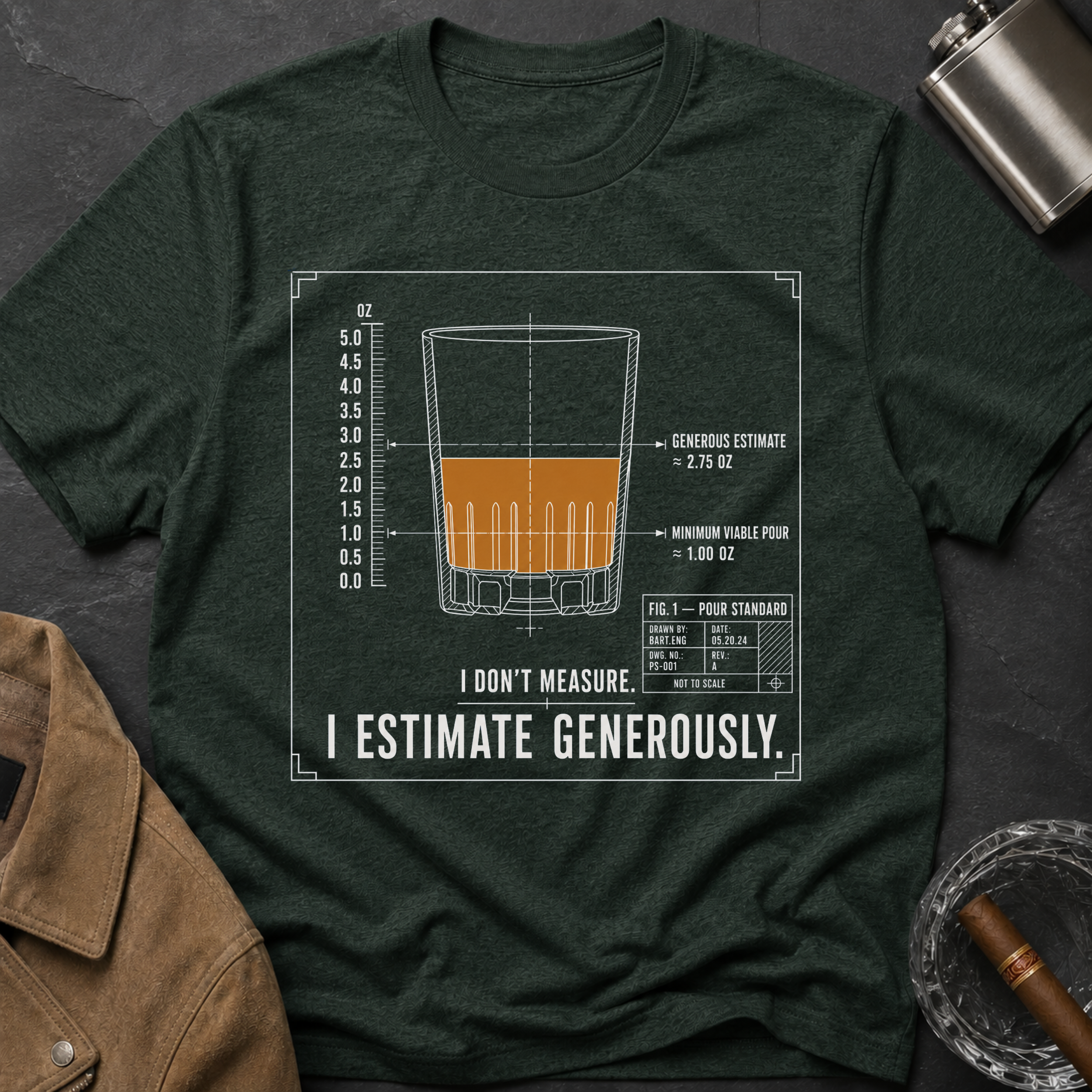 Whiskey Glass Diagram T-Shirt
