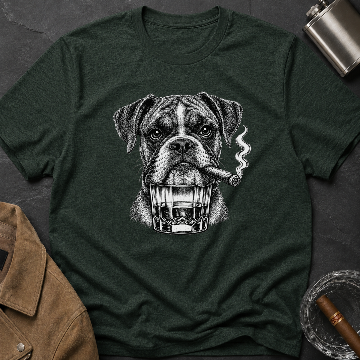 Boxer Dog Smoking Cigar T-Shirt