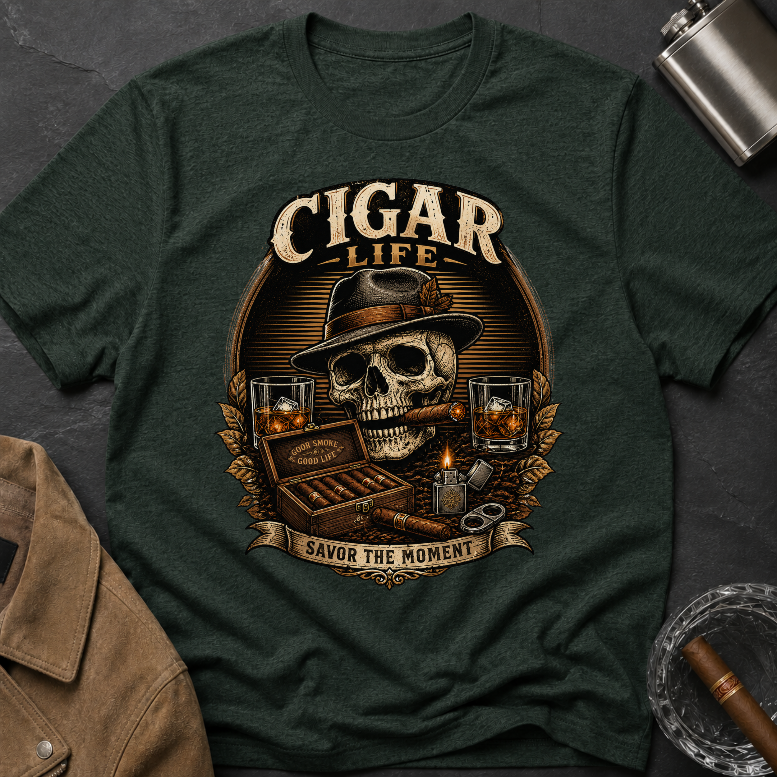 Cigar Life Skull T‑Shirt — Vintage Cigar Smoking Tee