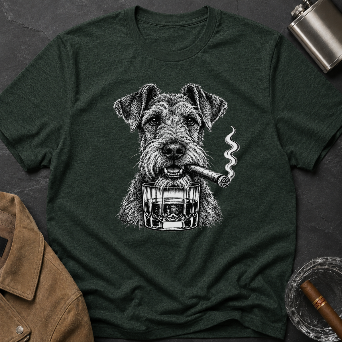 Irish Terrier Cigar Whiskey T-shirt