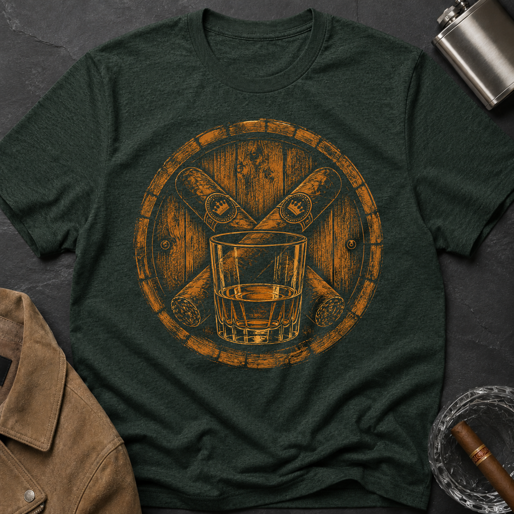 Barrel Crossed Cigars Whiskey Glass T-Shirt
