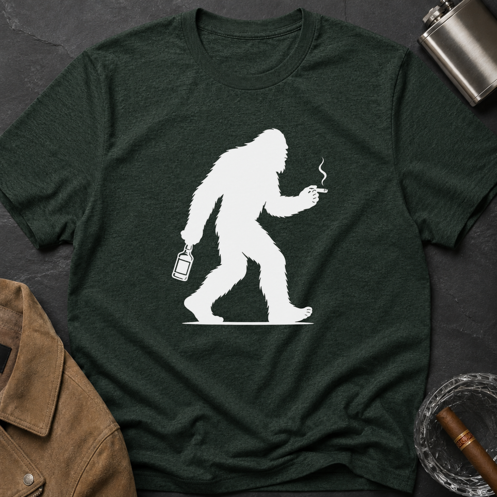 Bigfoot Cigar & Whiskey Silhouette T-Shirt