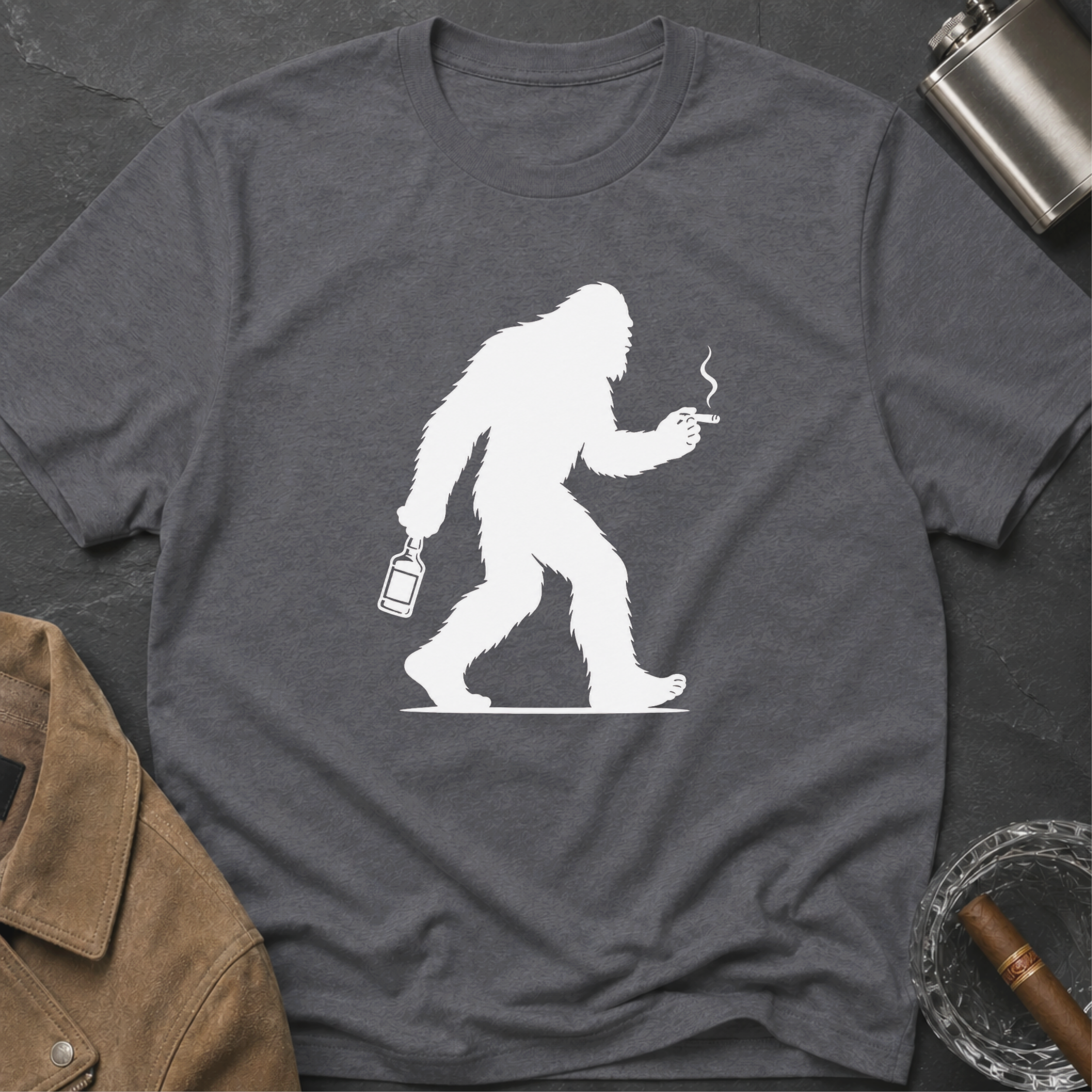 Bigfoot Cigar & Whiskey Silhouette T-Shirt