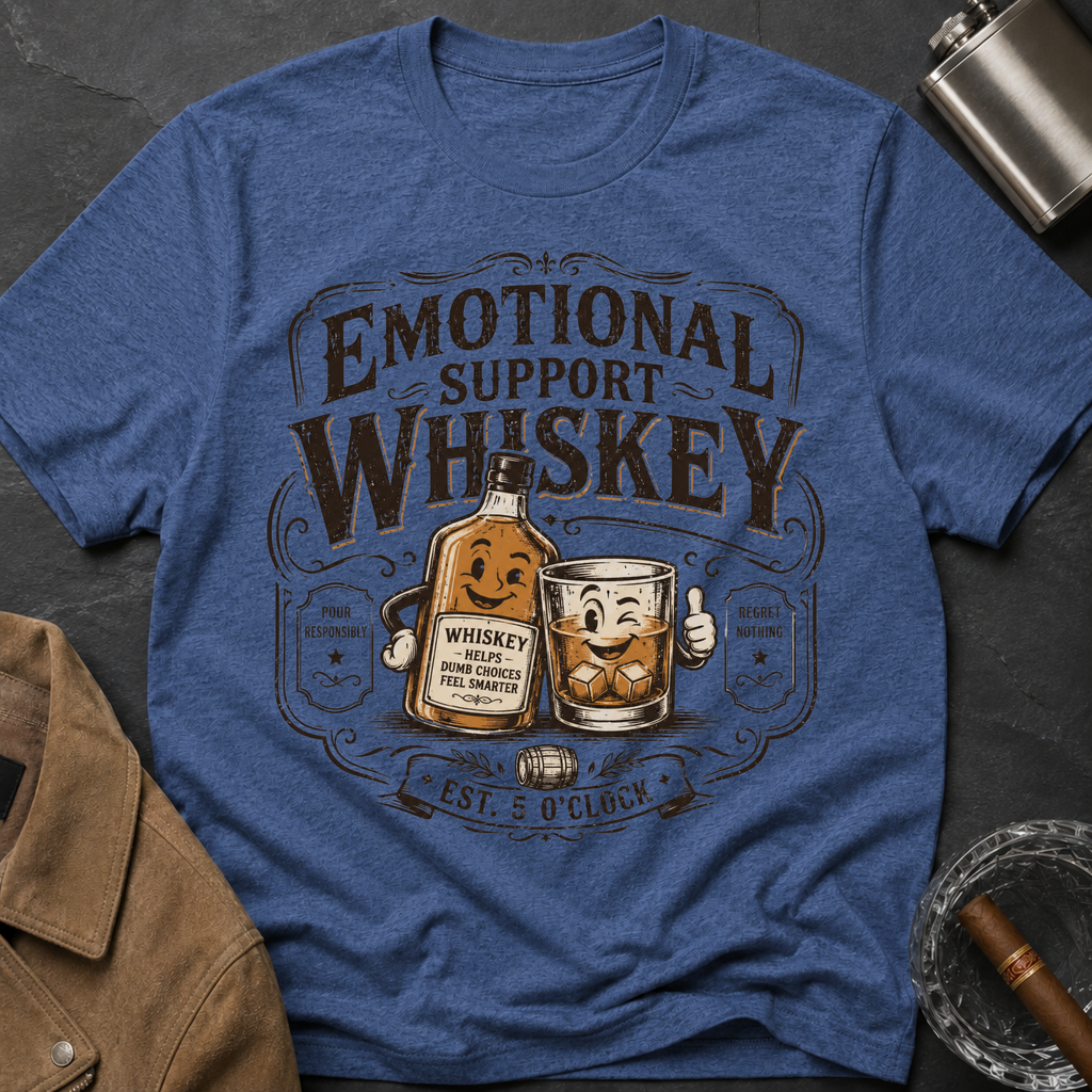 Emotional Support Whiskey Bottle & Glass T-Shirt