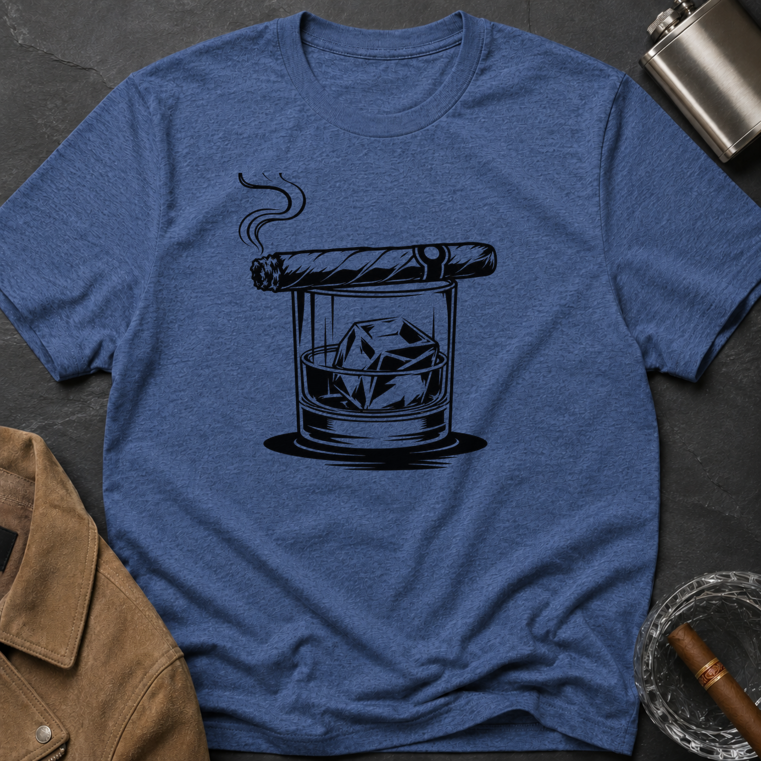 Cigar & Whiskey Glass Graphic T-shirt
