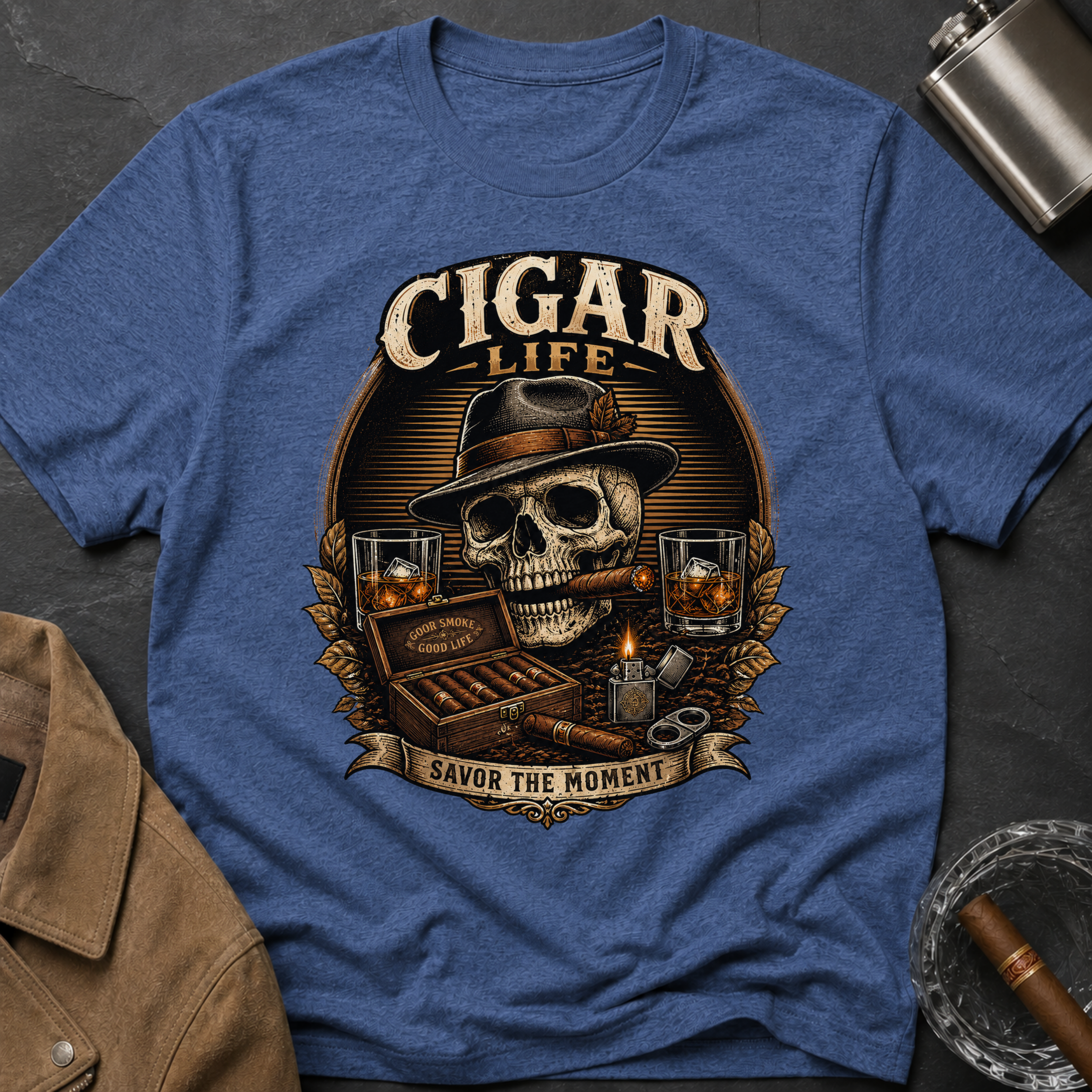 Cigar Life Skull T‑Shirt — Vintage Cigar Smoking Tee
