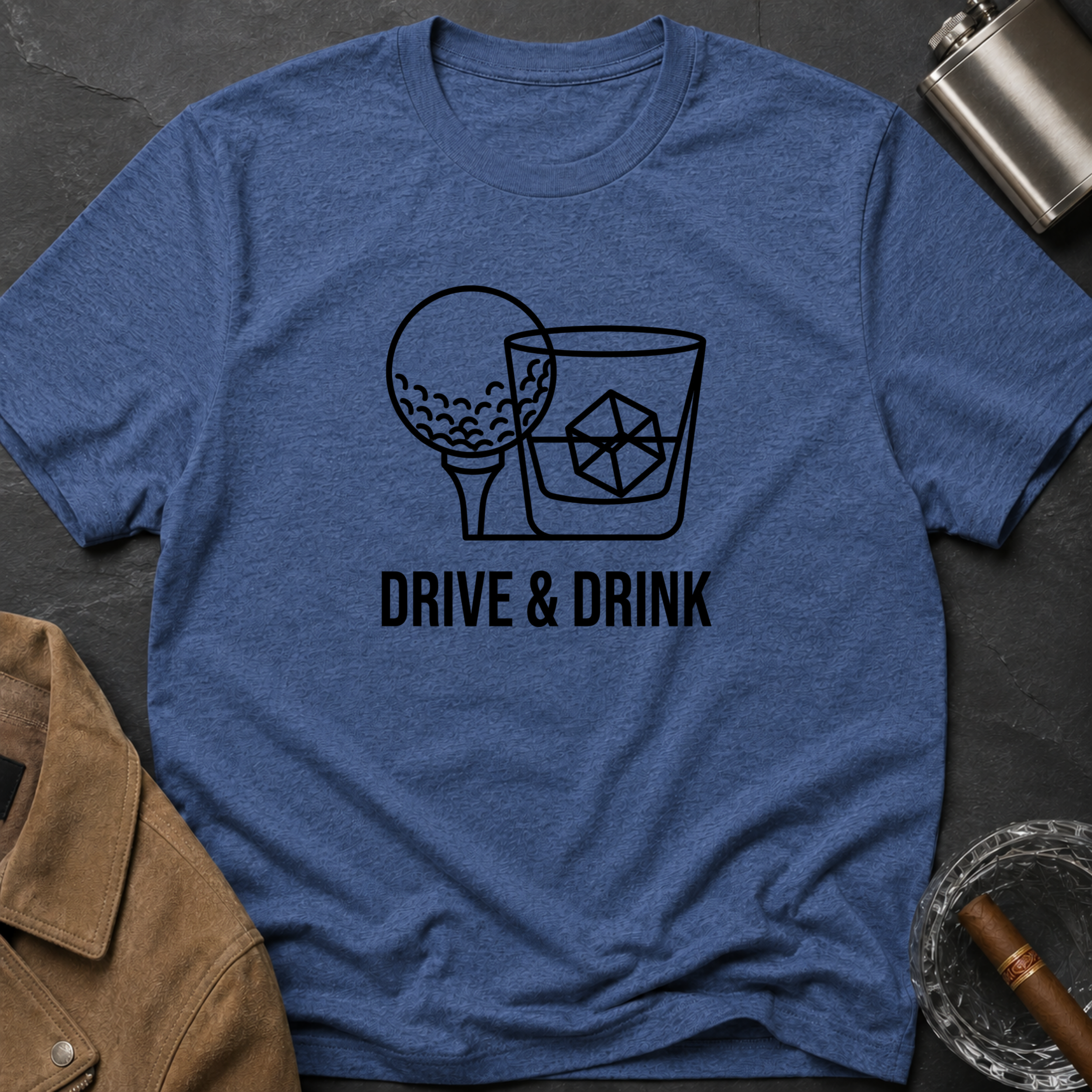Drive & Drink Golf T-Shirt — Funny Golfing Whiskey Shirt for Golfers