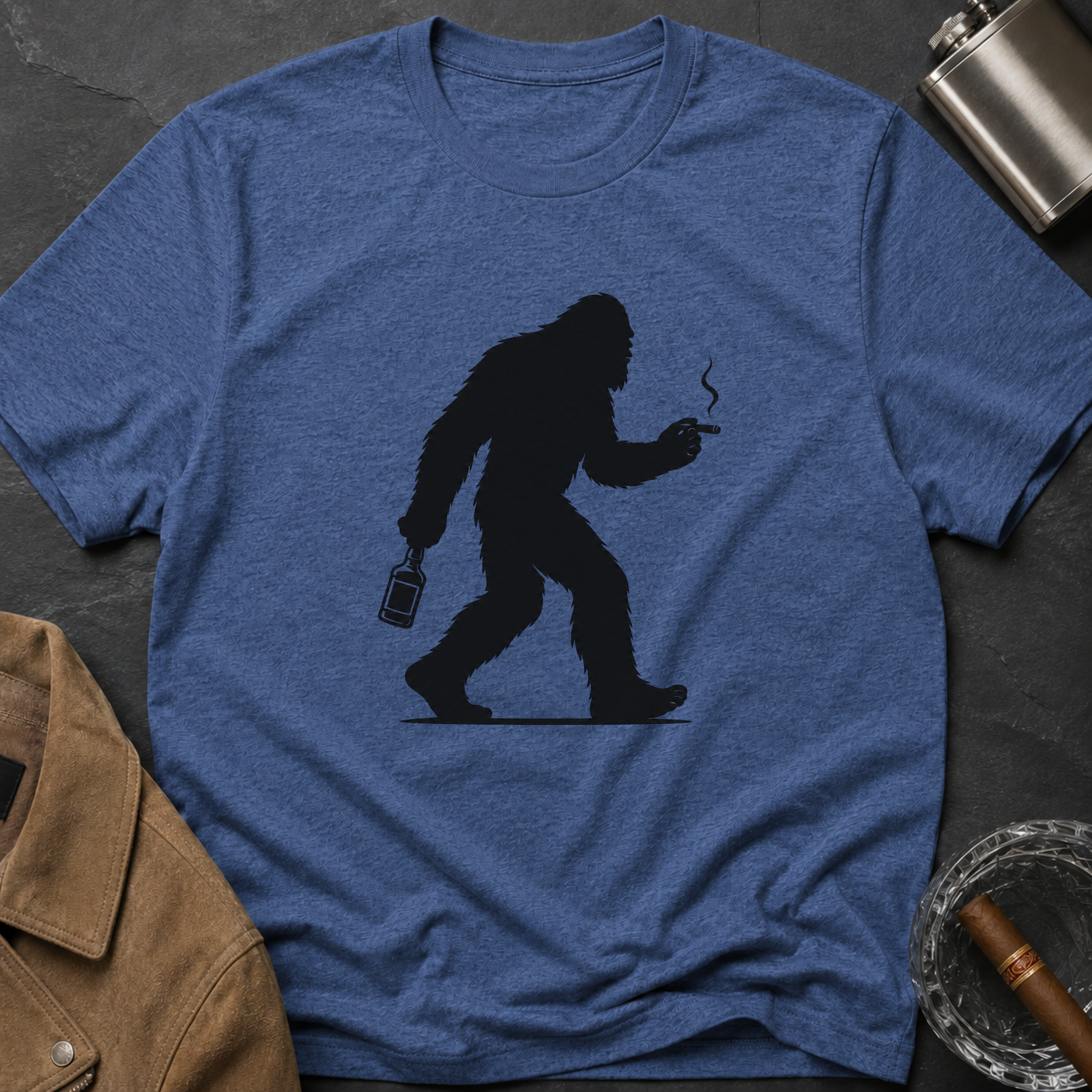 Bigfoot Cigar & Whiskey Silhouette T-Shirt