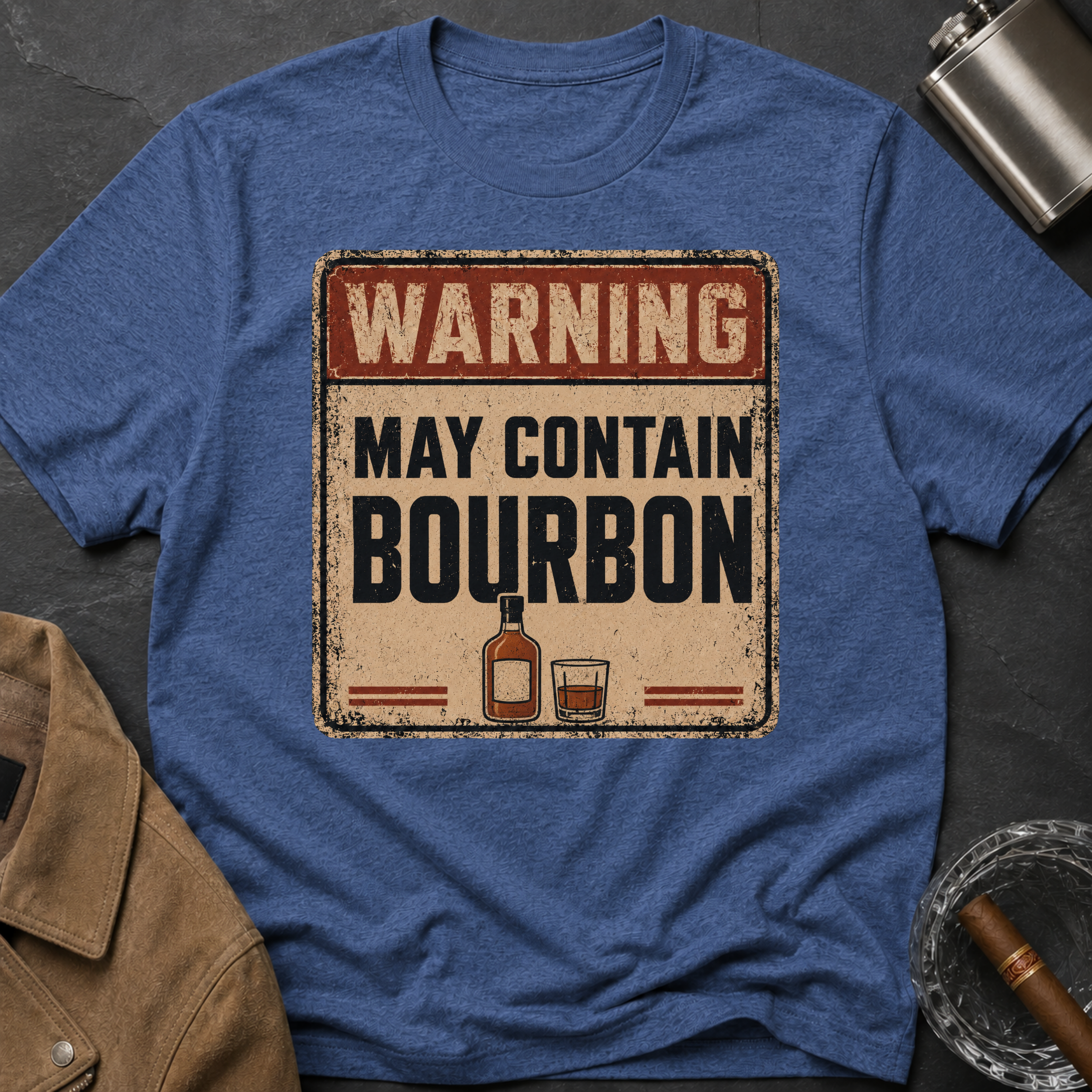 Warning May Contain Bourbon T-Shirt — Vintage Whiskey Sign