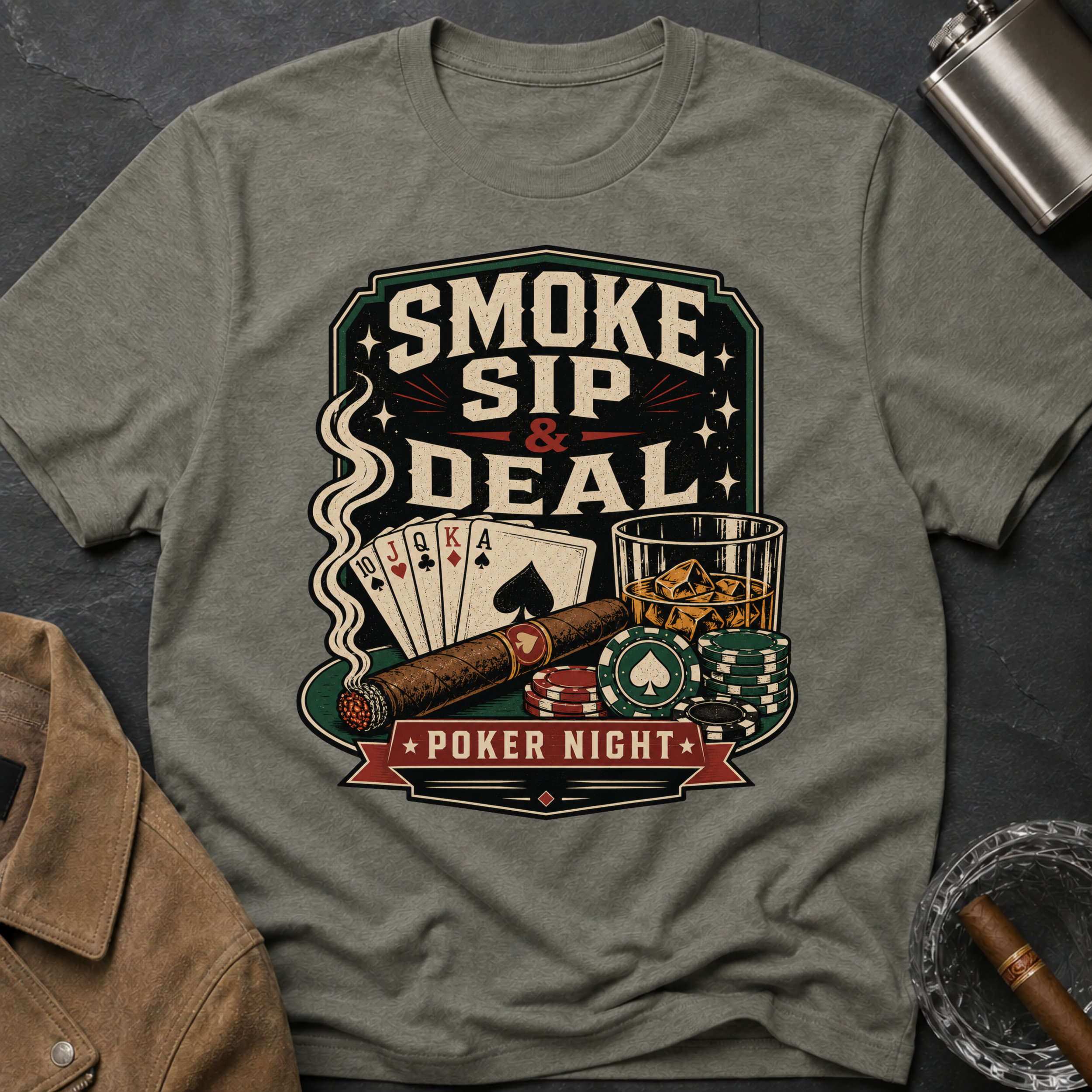 Smoke Sip & Deal - Poker Night T-Shirt