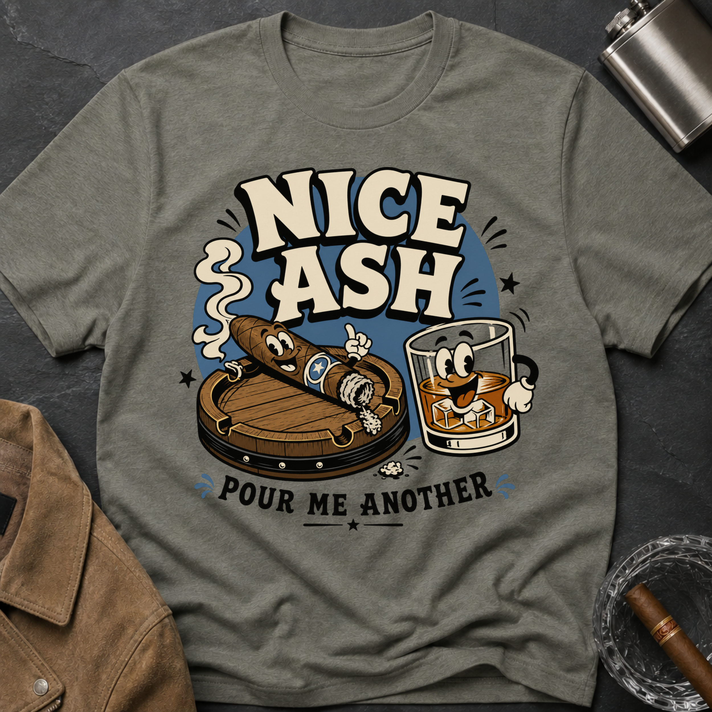 Nice Ash T-Shirt — Retro Cigars & Whiskey Graphic Tee