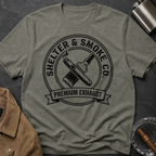 Shelter & Smoke Co. Vintage Logo T-Shirt — 'Premium Exhaust' Retro Graphic Tee