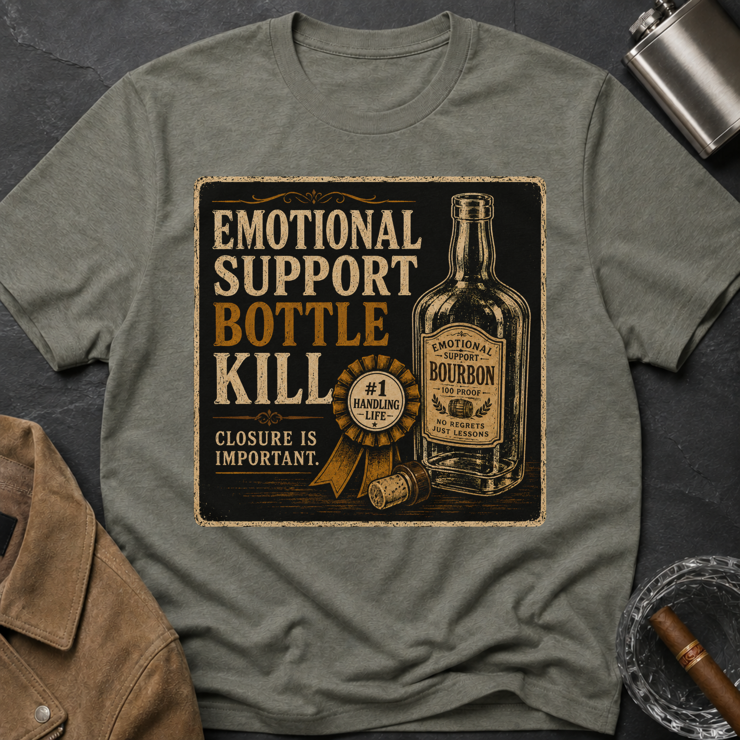 Emotional Support Bottle T-Shirt — Vintage Bourbon Graphic Tee