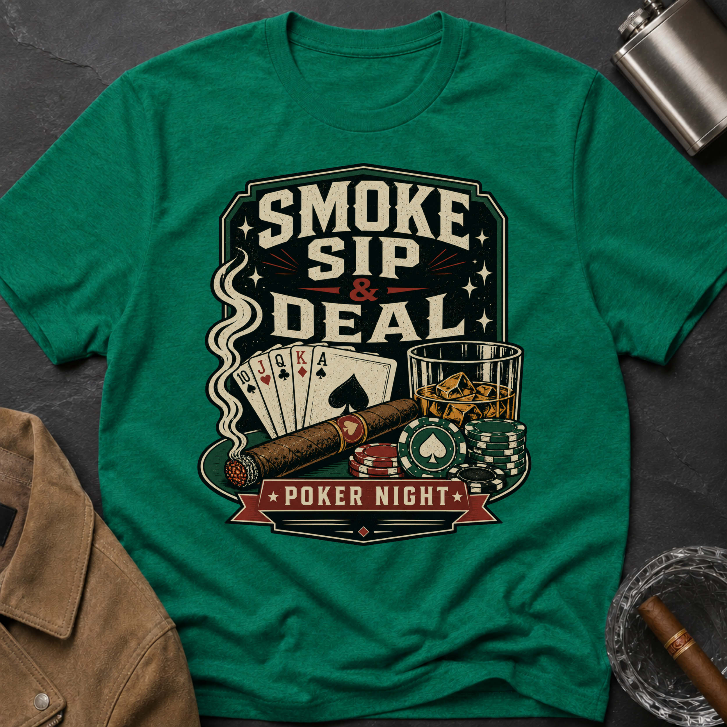 Smoke Sip & Deal - Poker Night T-Shirt