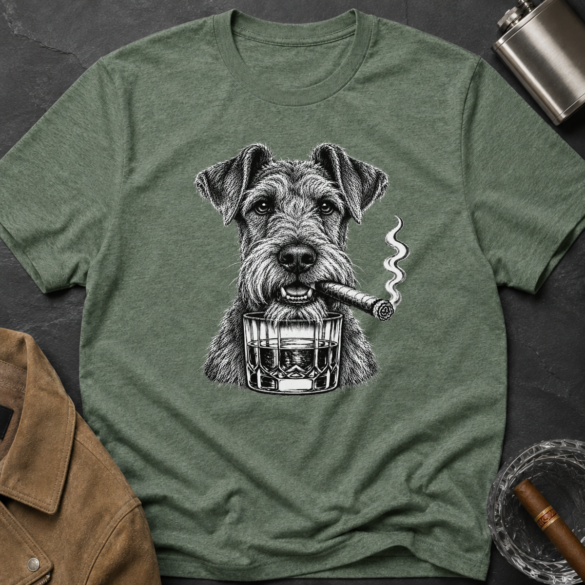 Irish Terrier Cigar Whiskey T-shirt