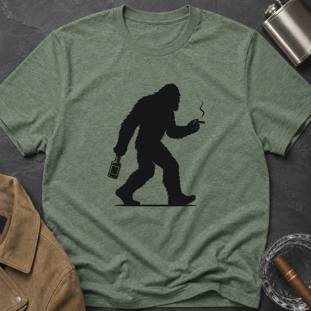 Bigfoot Cigar & Whiskey Silhouette T-Shirt