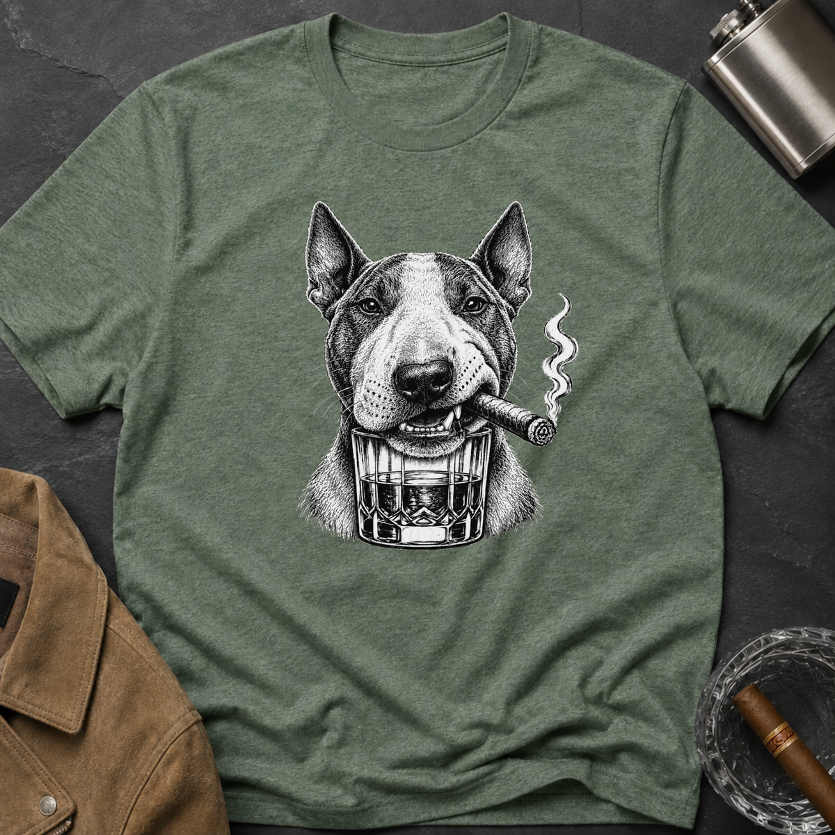 Bull Terrier Smoking Cigar T-Shirt
