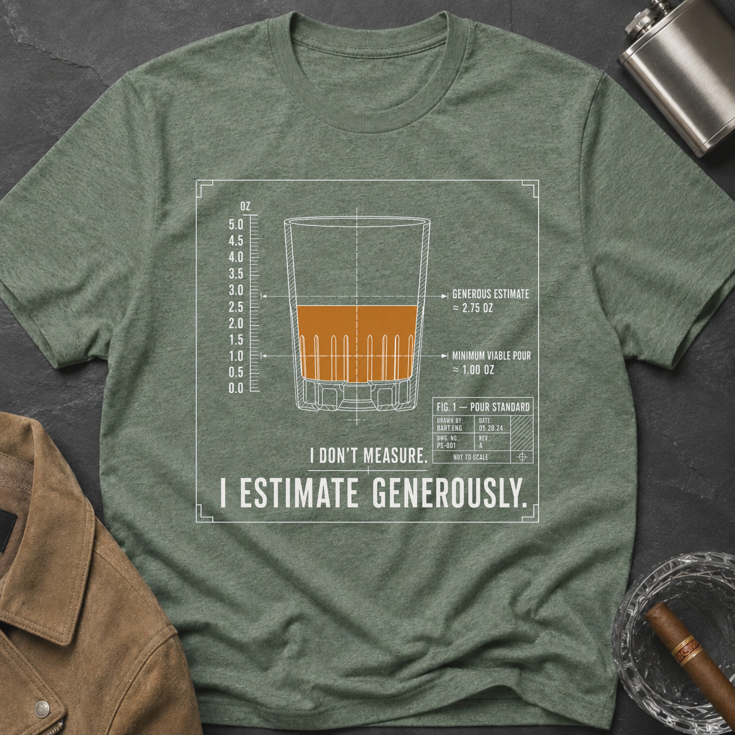 Whiskey Glass Diagram T-Shirt