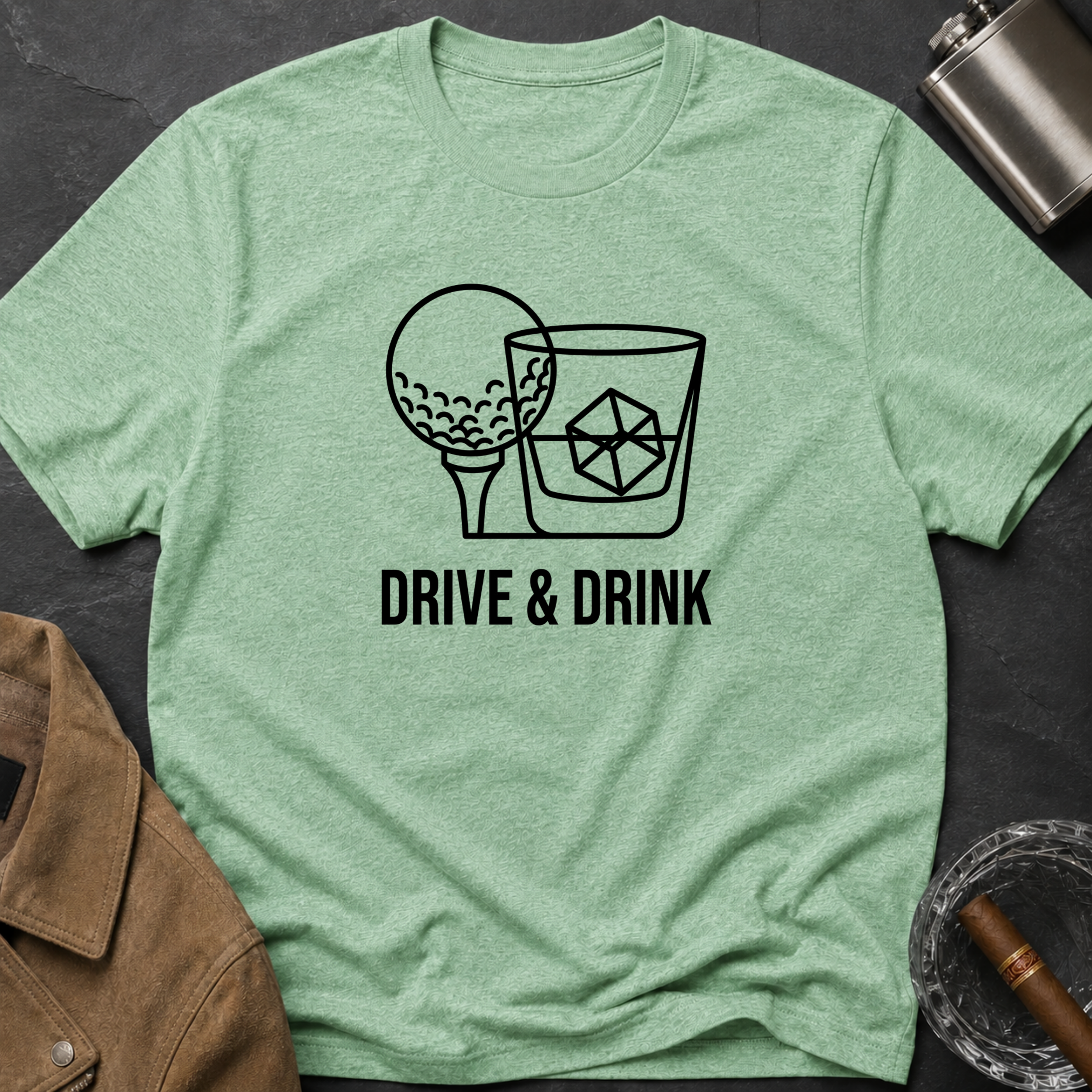 Drive & Drink Golf T-Shirt — Funny Golfing Whiskey Shirt for Golfers