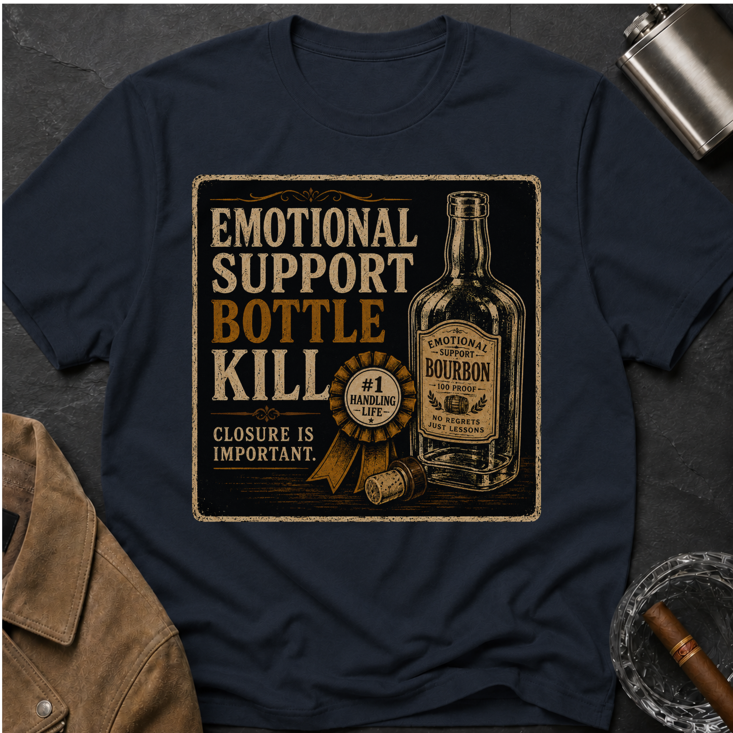 Emotional Support Bottle T-Shirt — Vintage Bourbon Graphic Tee
