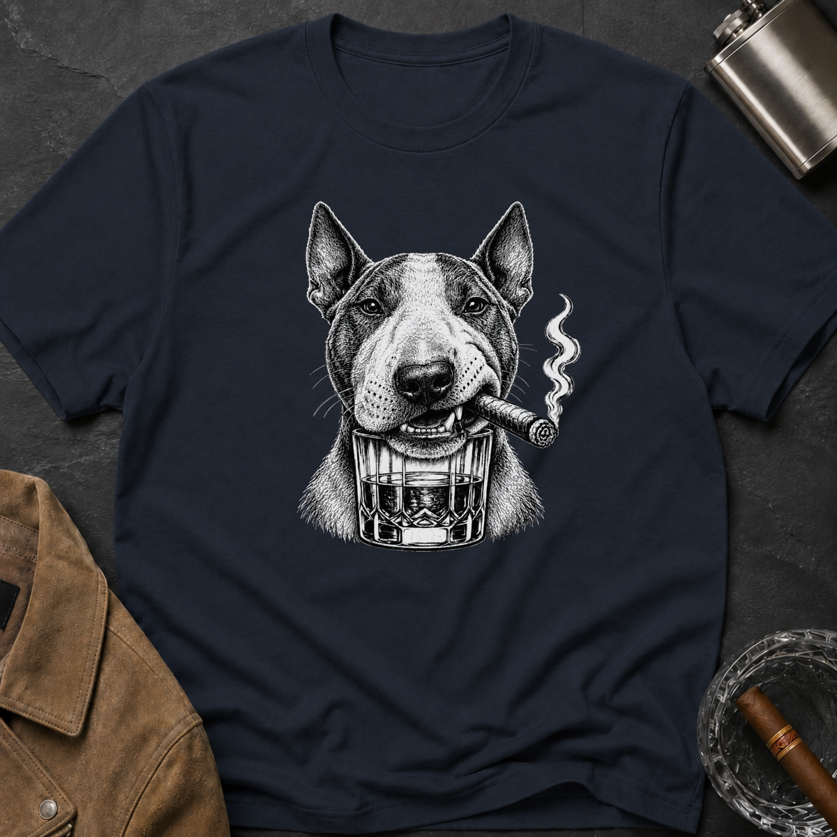 Bull Terrier Smoking Cigar T-Shirt