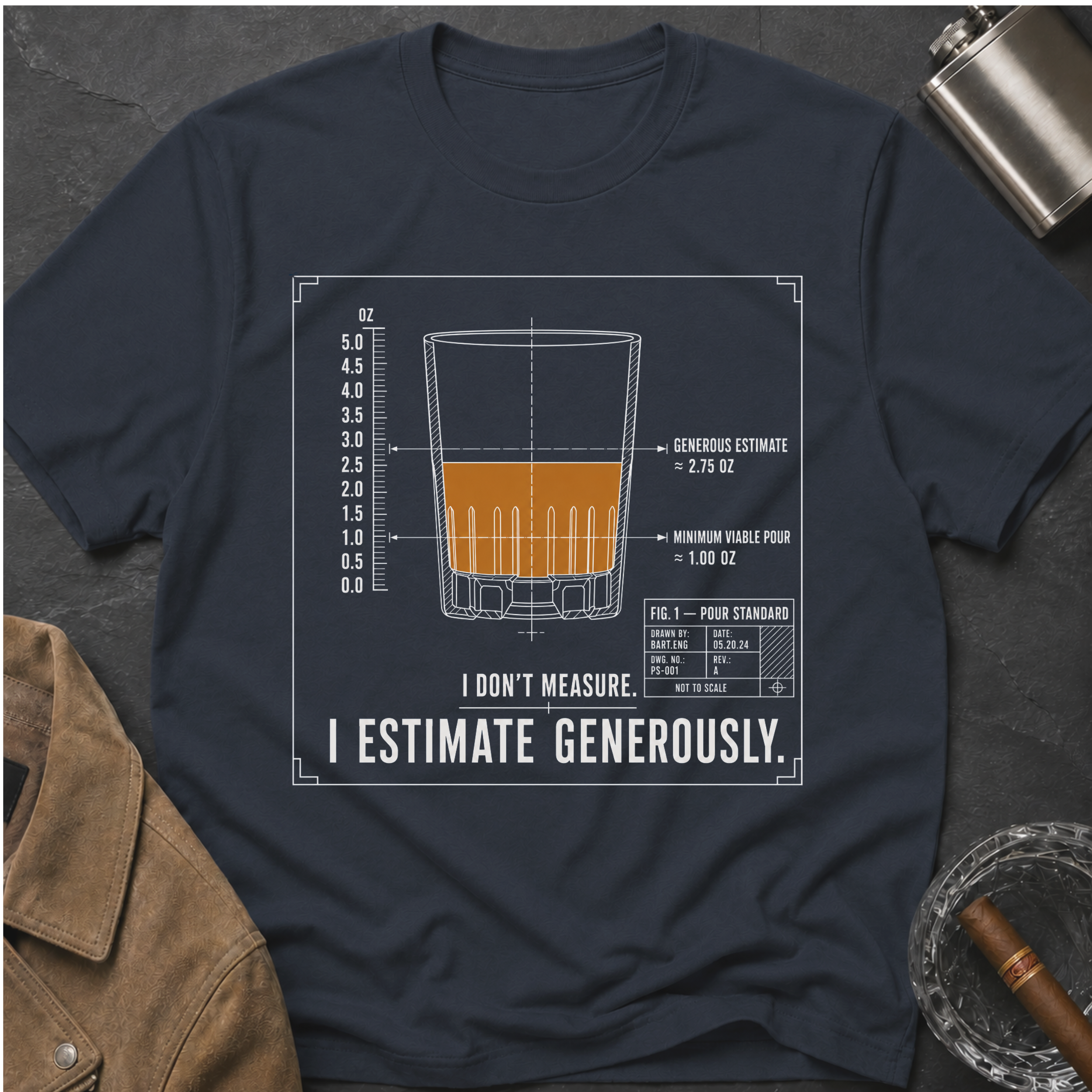 Whiskey Glass Diagram T-Shirt