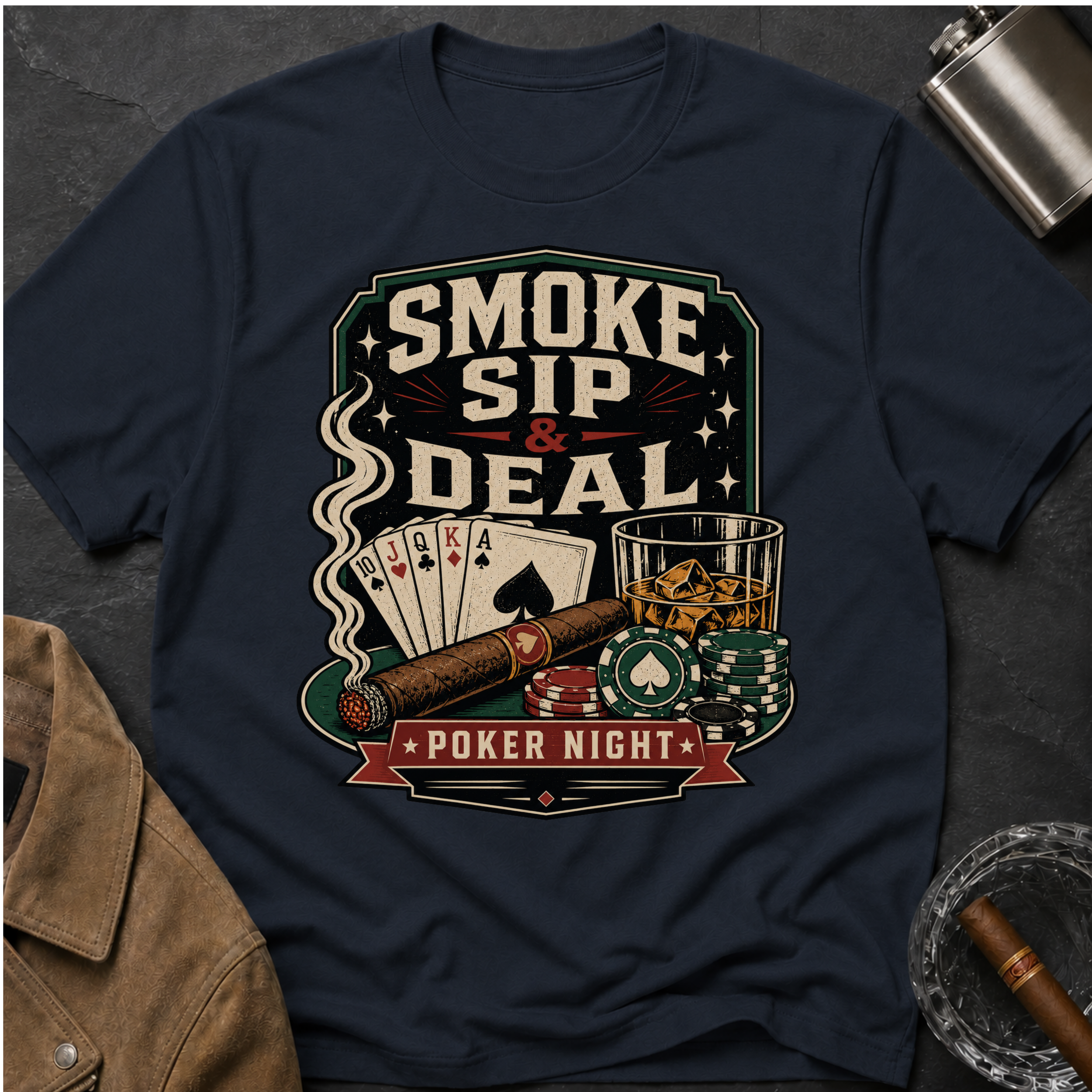 Smoke Sip & Deal - Poker Night T-Shirt