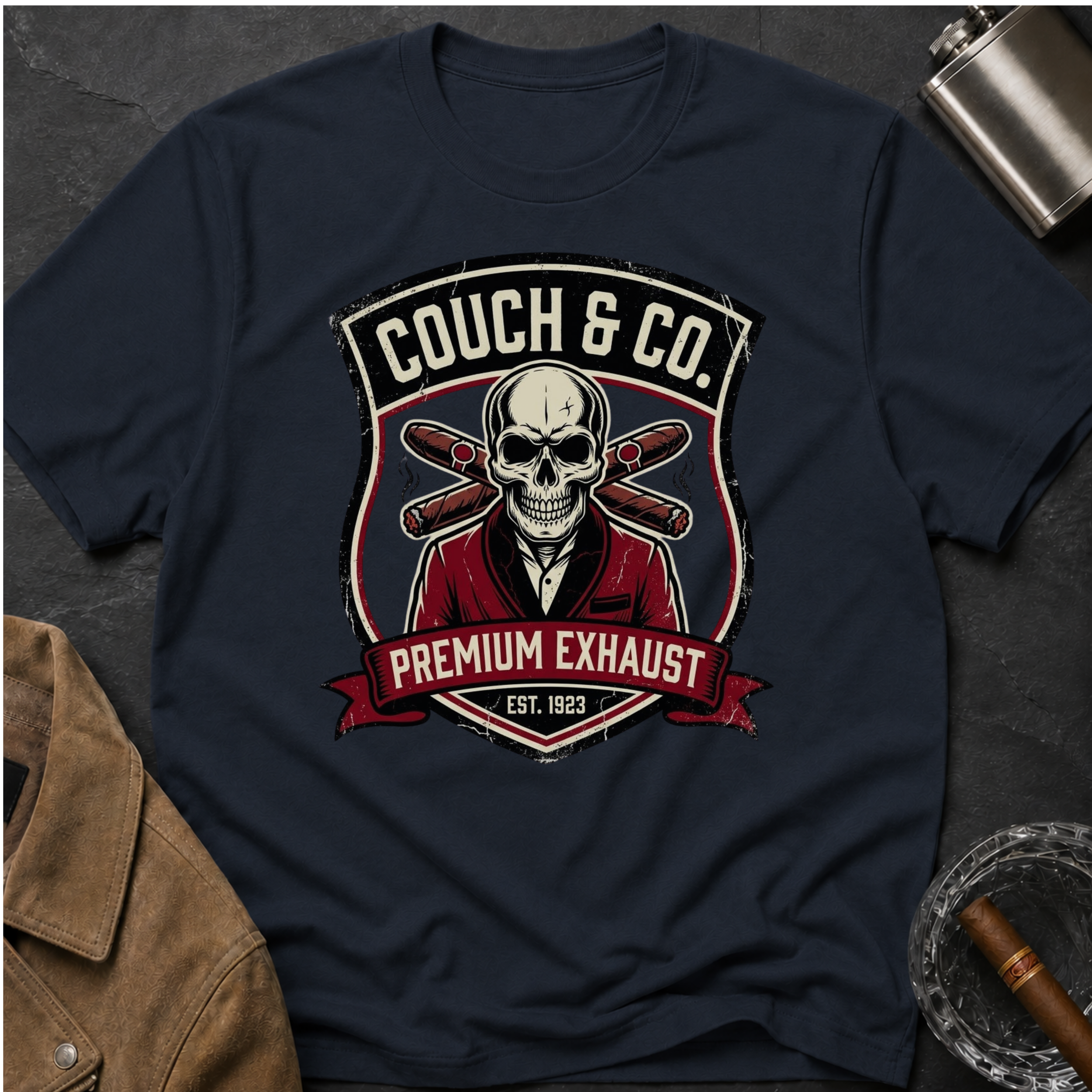 Copy of Couch & Co. Skull Logo T-Shirt — Vintage Biker Motorcycle Graphic Tee