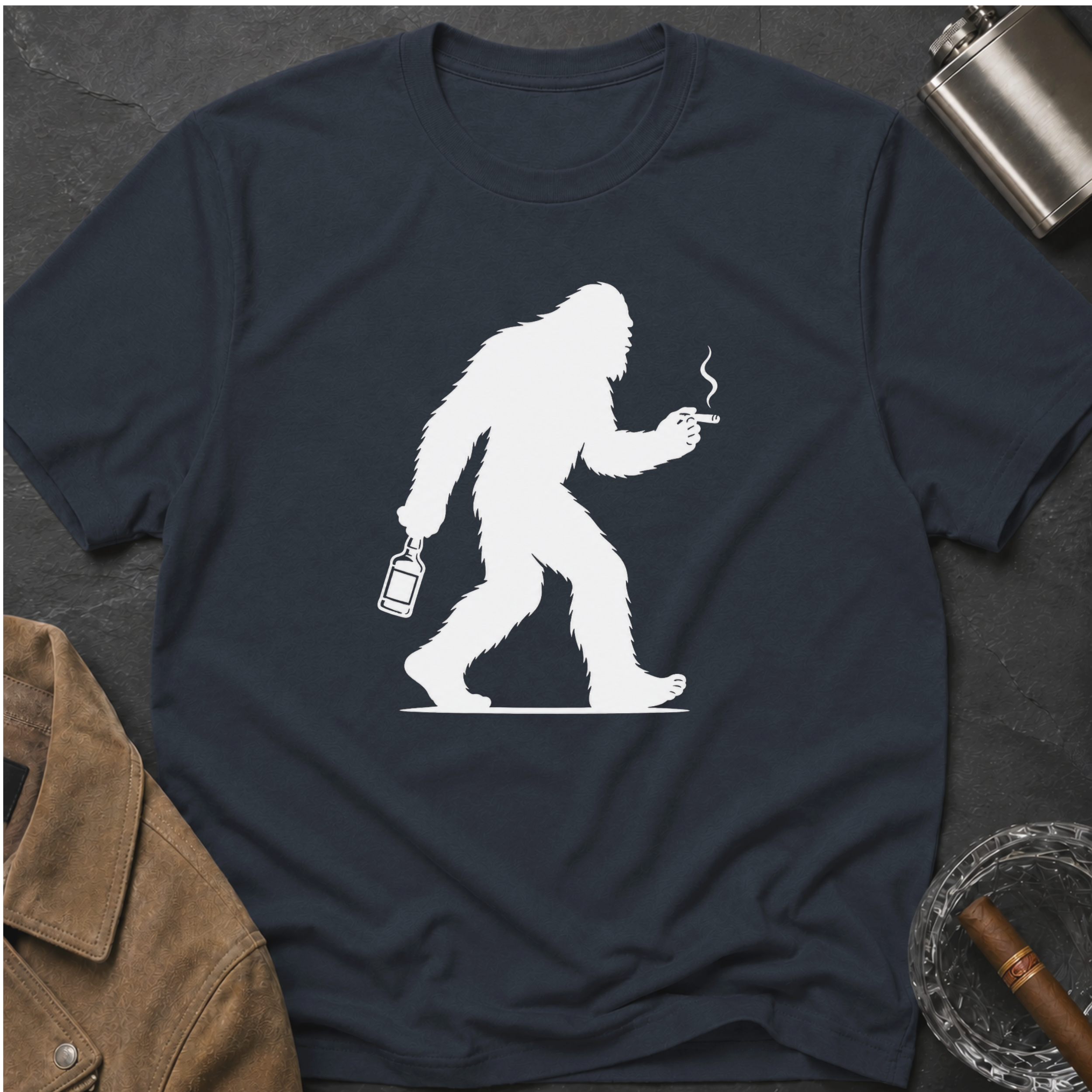 Bigfoot Cigar & Whiskey Silhouette T-Shirt