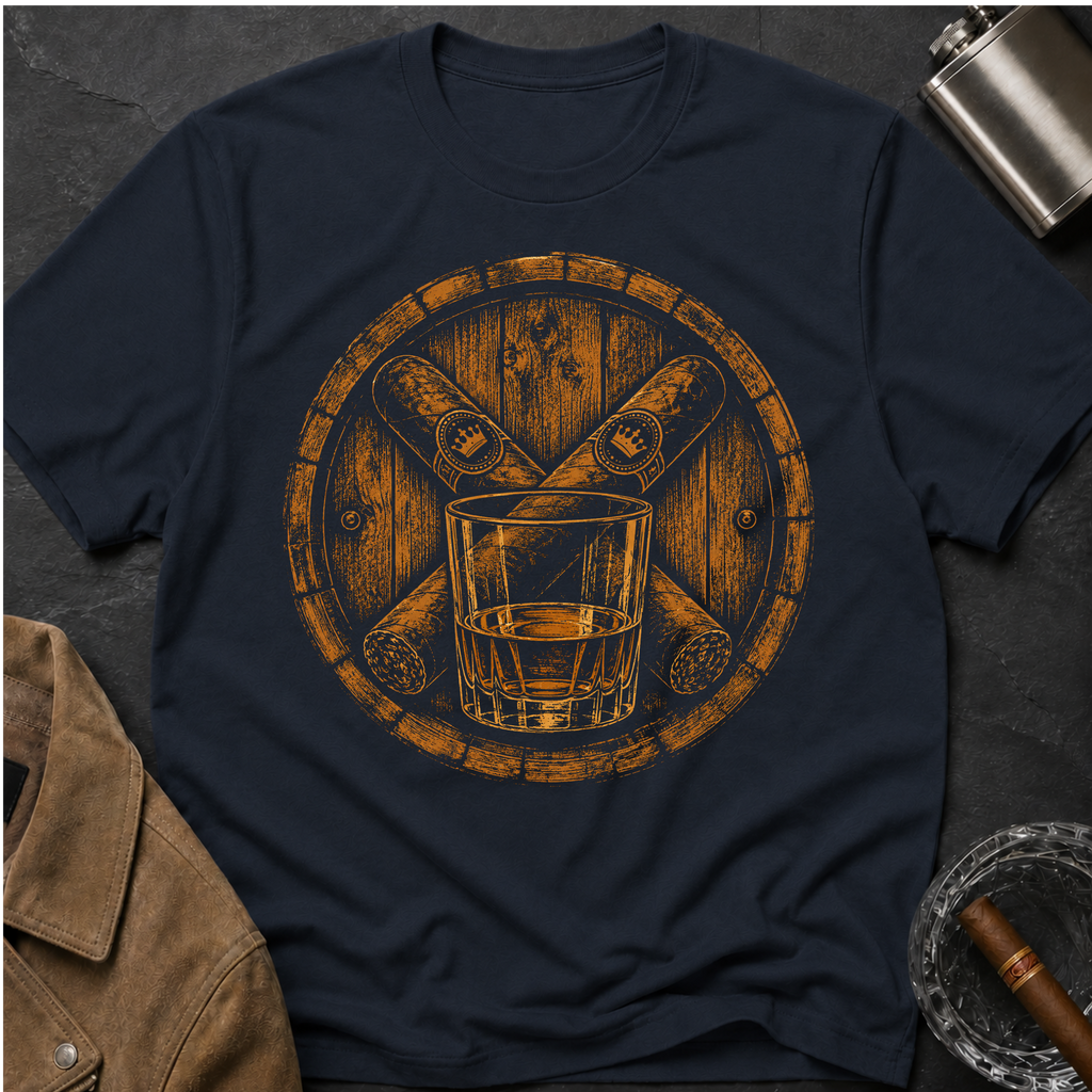 Barrel Crossed Cigars Whiskey Glass T-Shirt