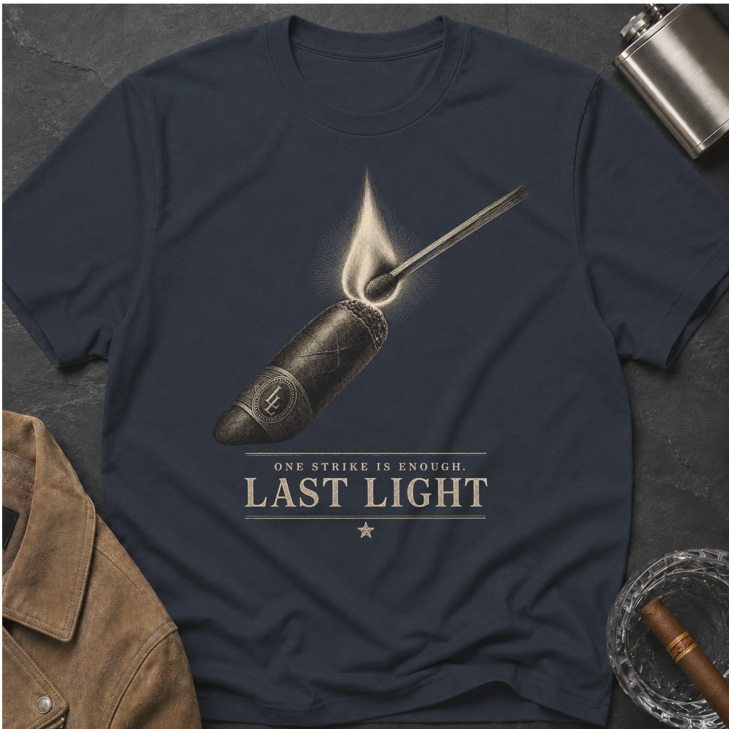 Last Light Vintage Matchstick Flame Graphic T-Shirt
