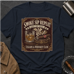 Cigar & Whiskey "Smoke Sip Repeat" T-Shirt