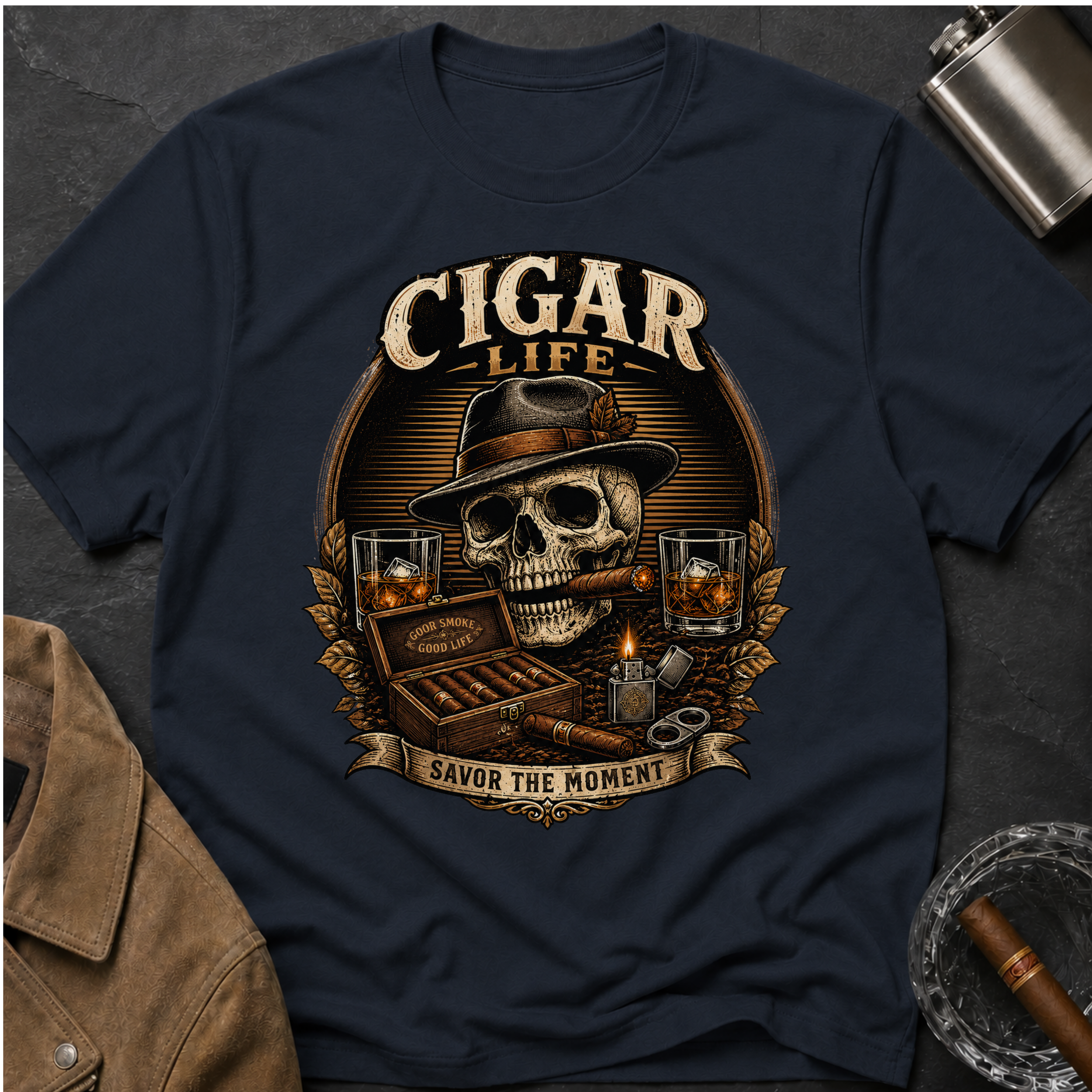 Cigar Life Skull T‑Shirt — Vintage Cigar Smoking Tee
