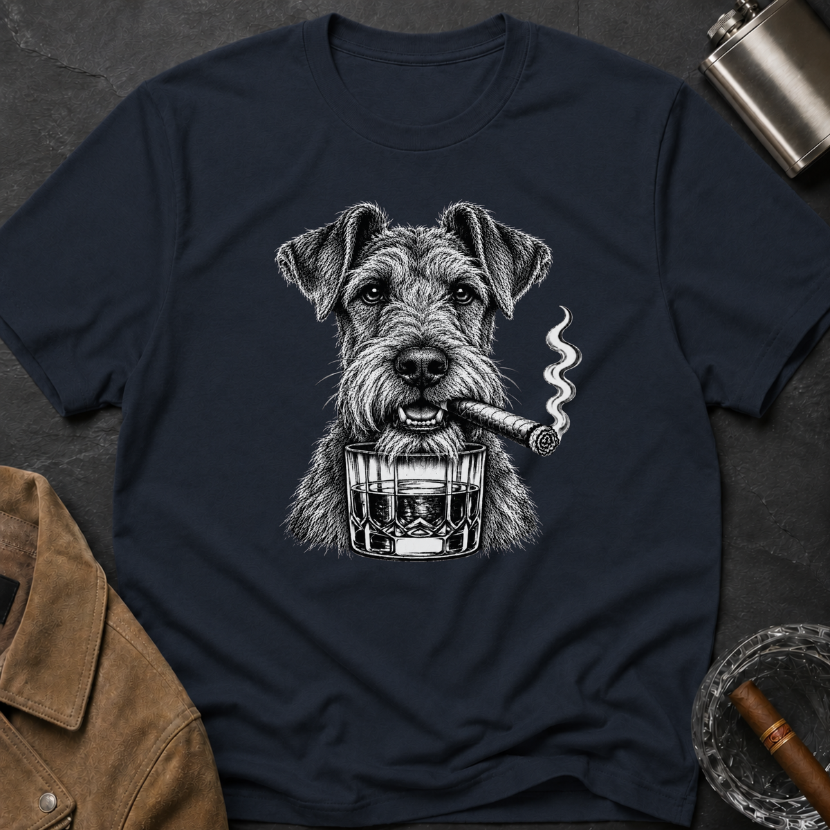 Irish Terrier Cigar Whiskey T-shirt
