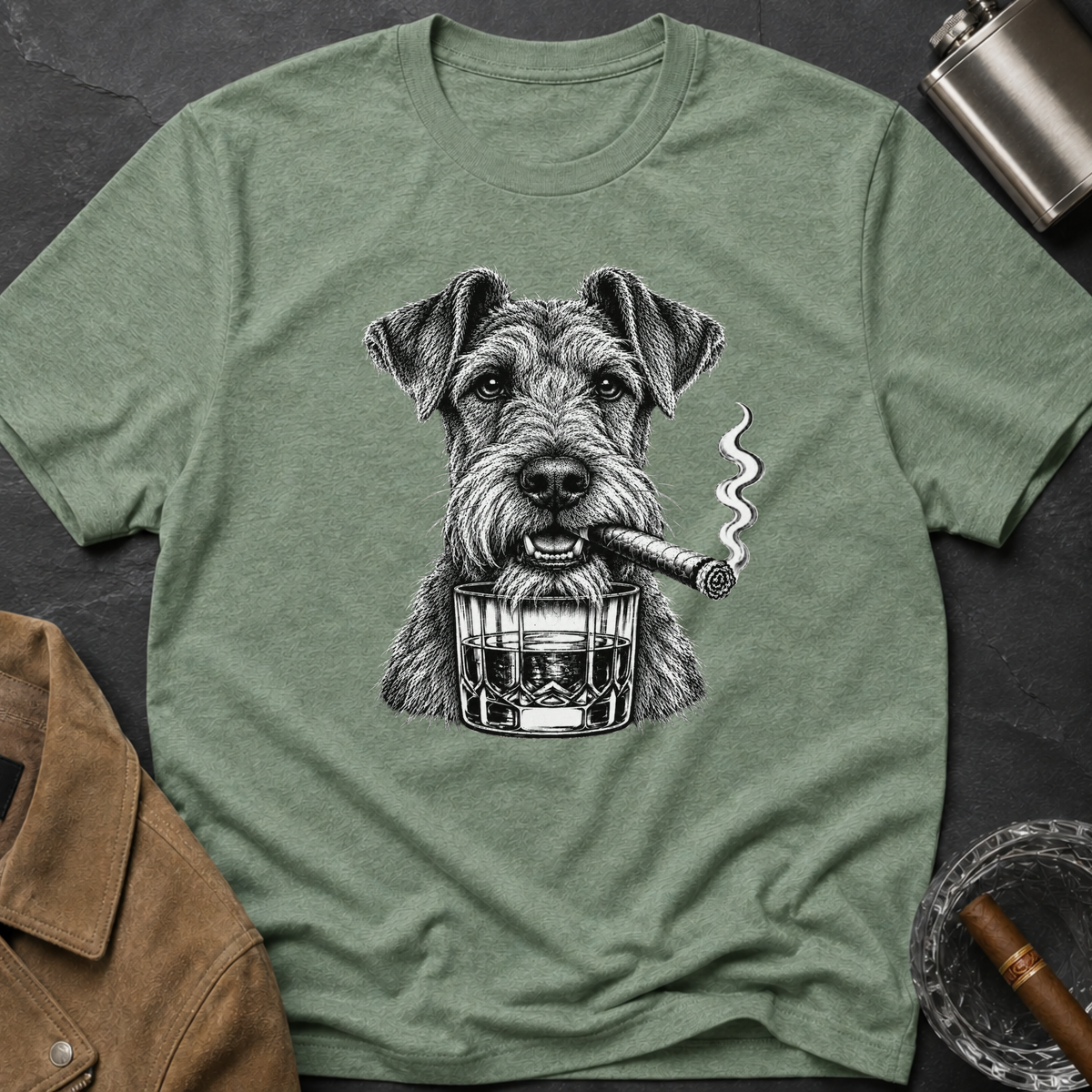 Irish Terrier Cigar Whiskey T-shirt