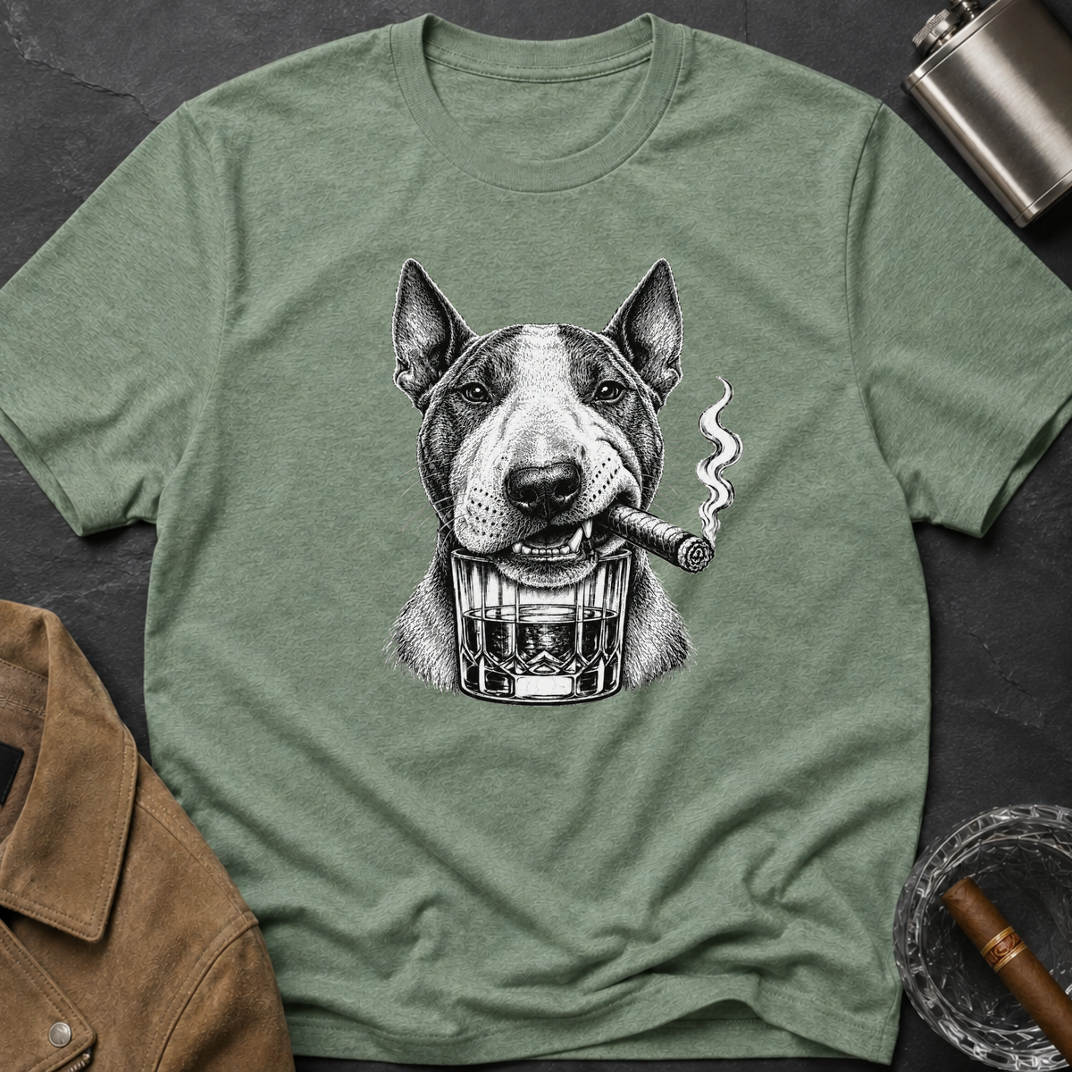 Bull Terrier Smoking Cigar T-Shirt