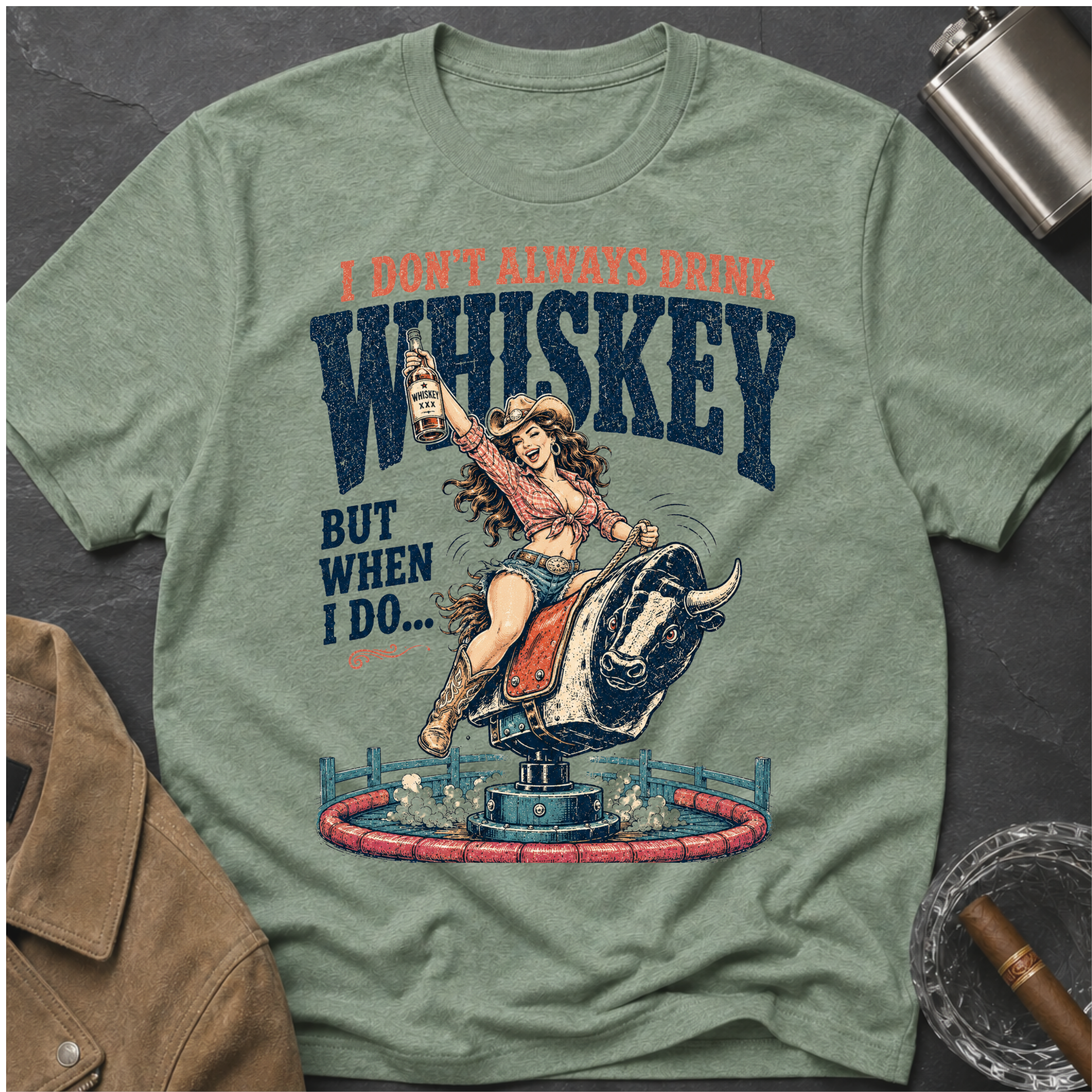 Whiskey Rodeo T‑Shirt — “I Don’t Always Drink Whiskey But When I Do…” Graphic Tee