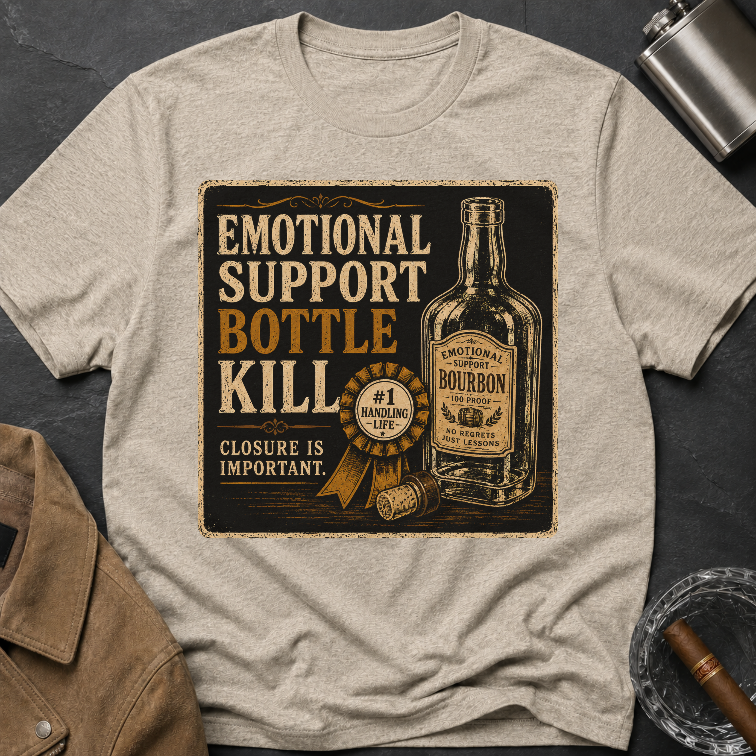 Emotional Support Bottle T-Shirt — Vintage Bourbon Graphic Tee