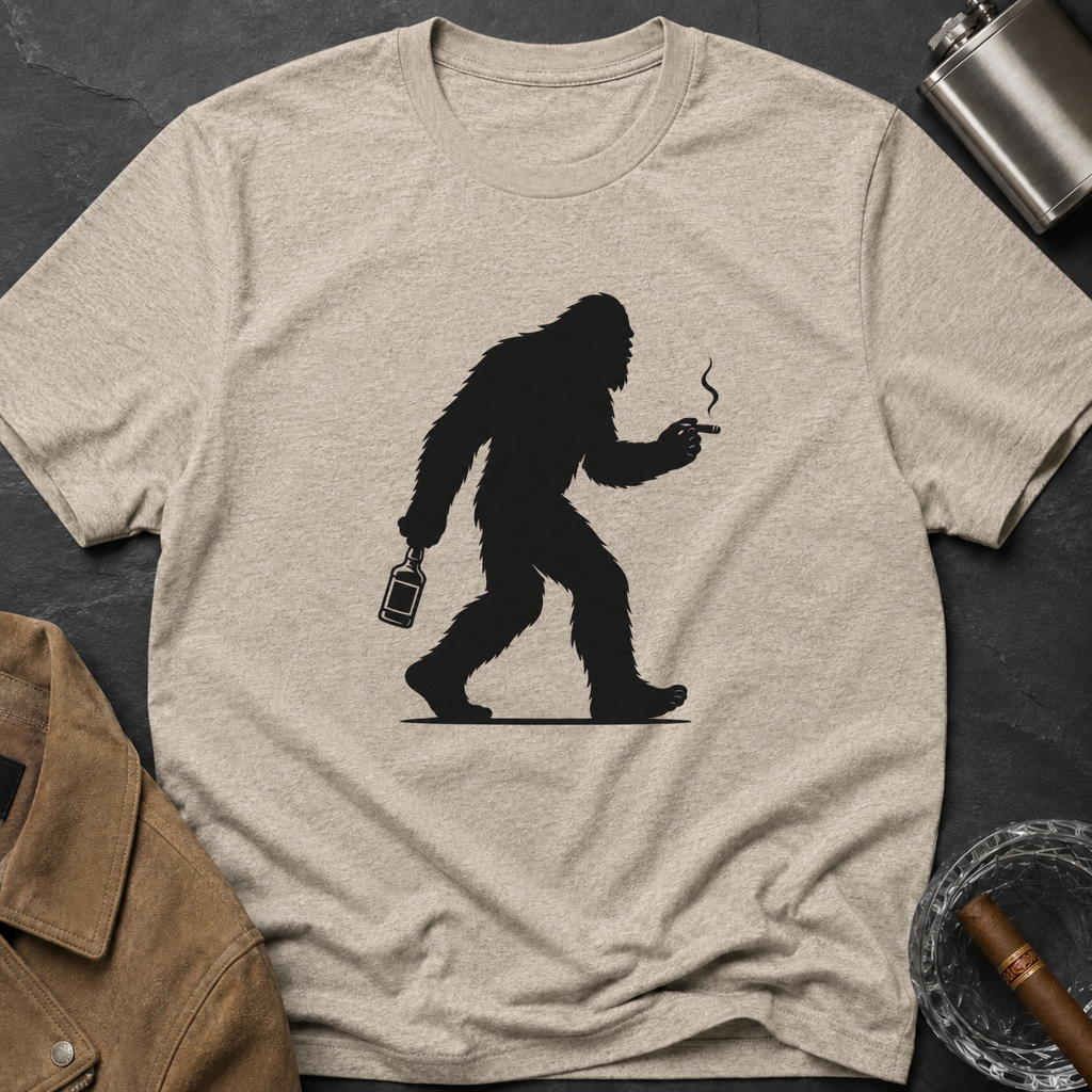 Bigfoot Cigar & Whiskey Silhouette T-Shirt