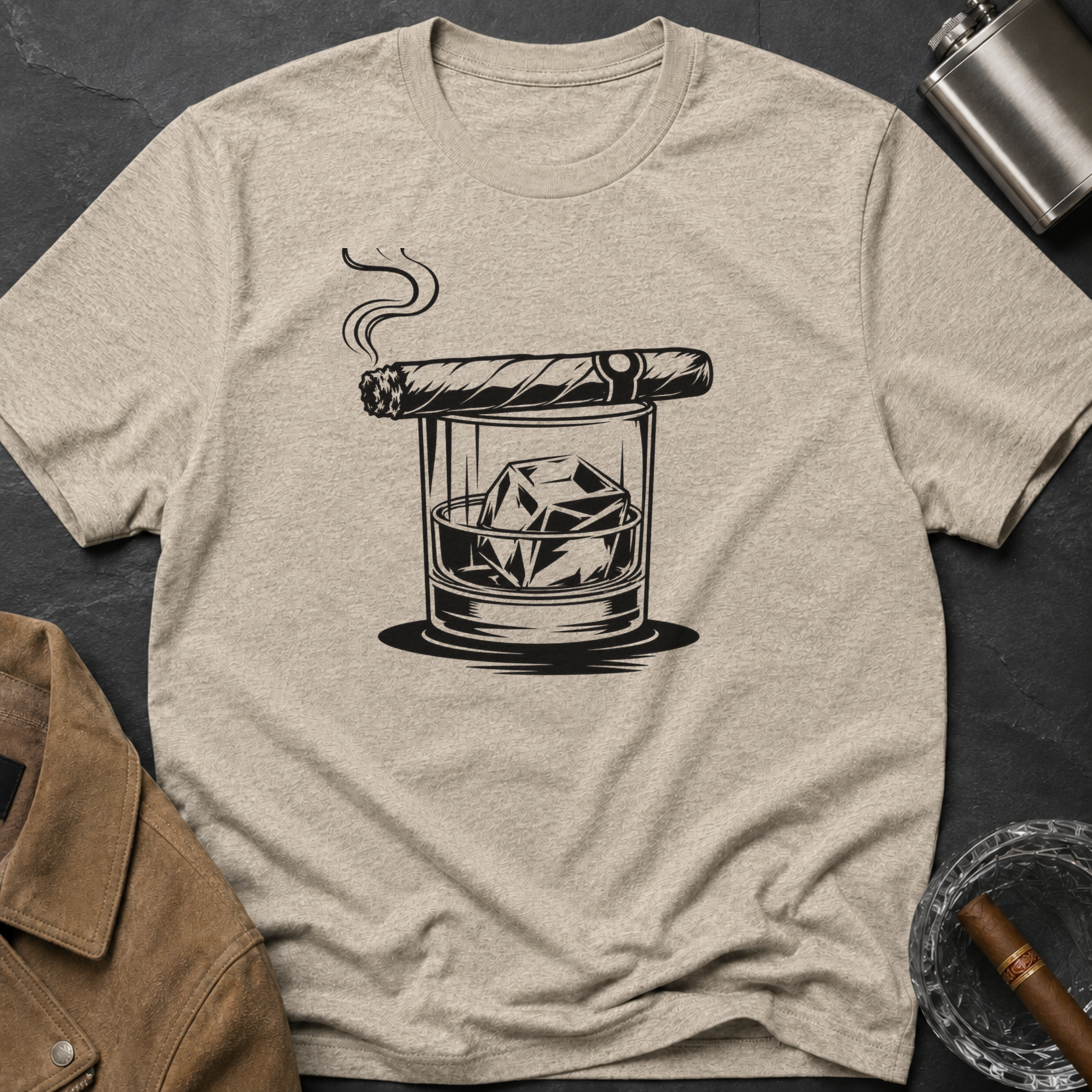 Cigar & Whiskey Glass Graphic T-shirt