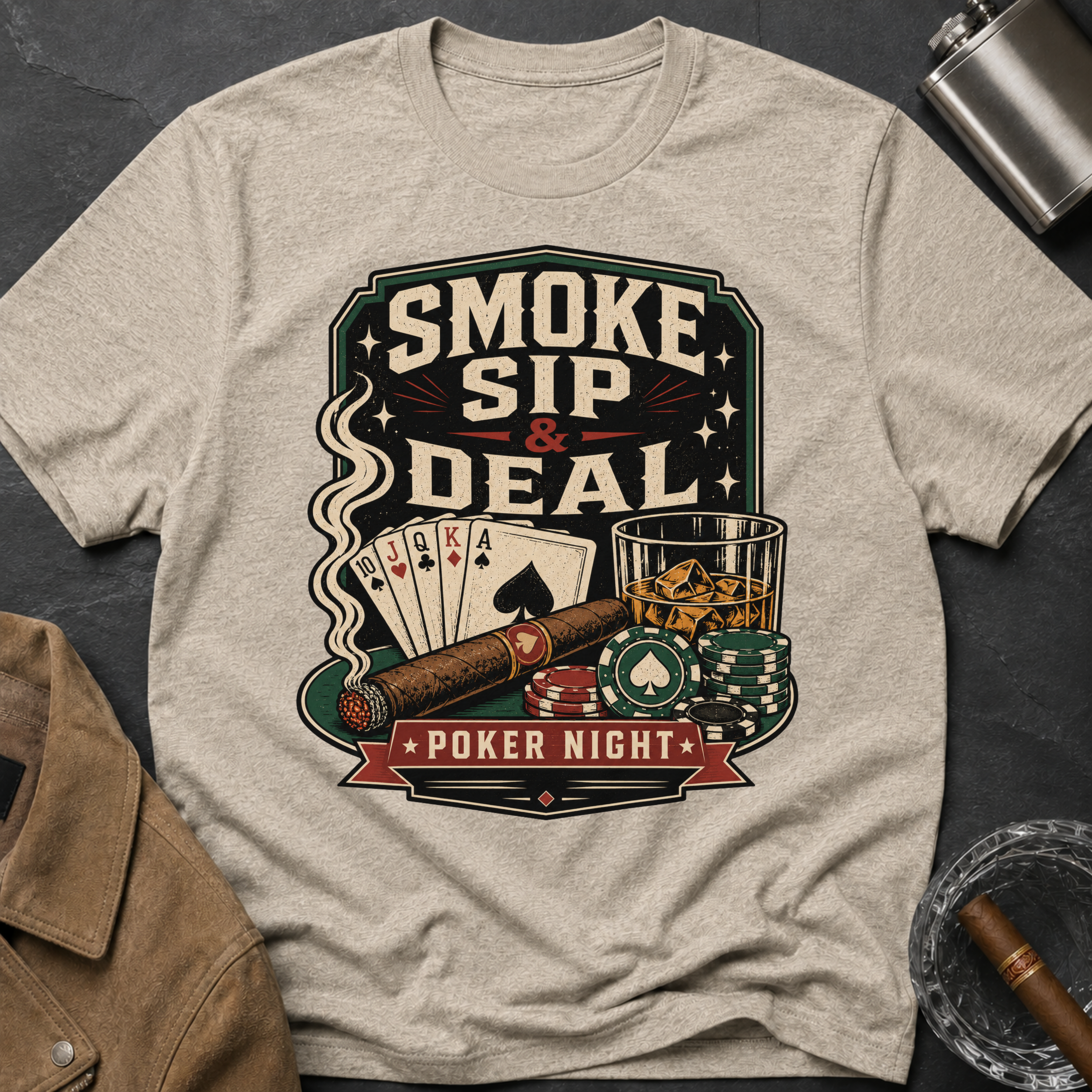 Smoke Sip & Deal - Poker Night T-Shirt