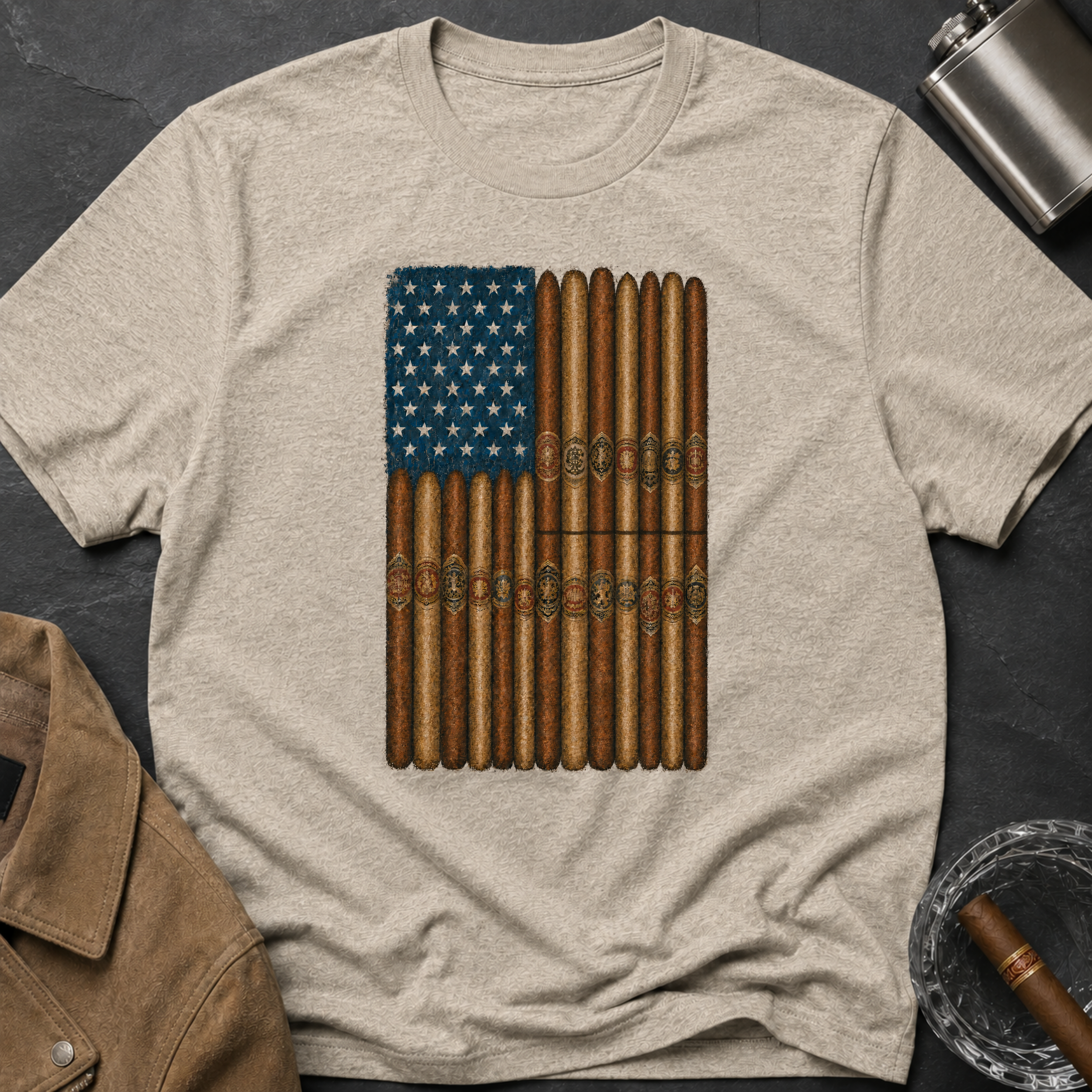 Cigar American Flag T-Shirt — Vintage Patriotic Smoking Tee