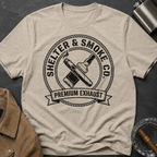 Shelter & Smoke Co. Vintage Logo T-Shirt — 'Premium Exhaust' Retro Graphic Tee