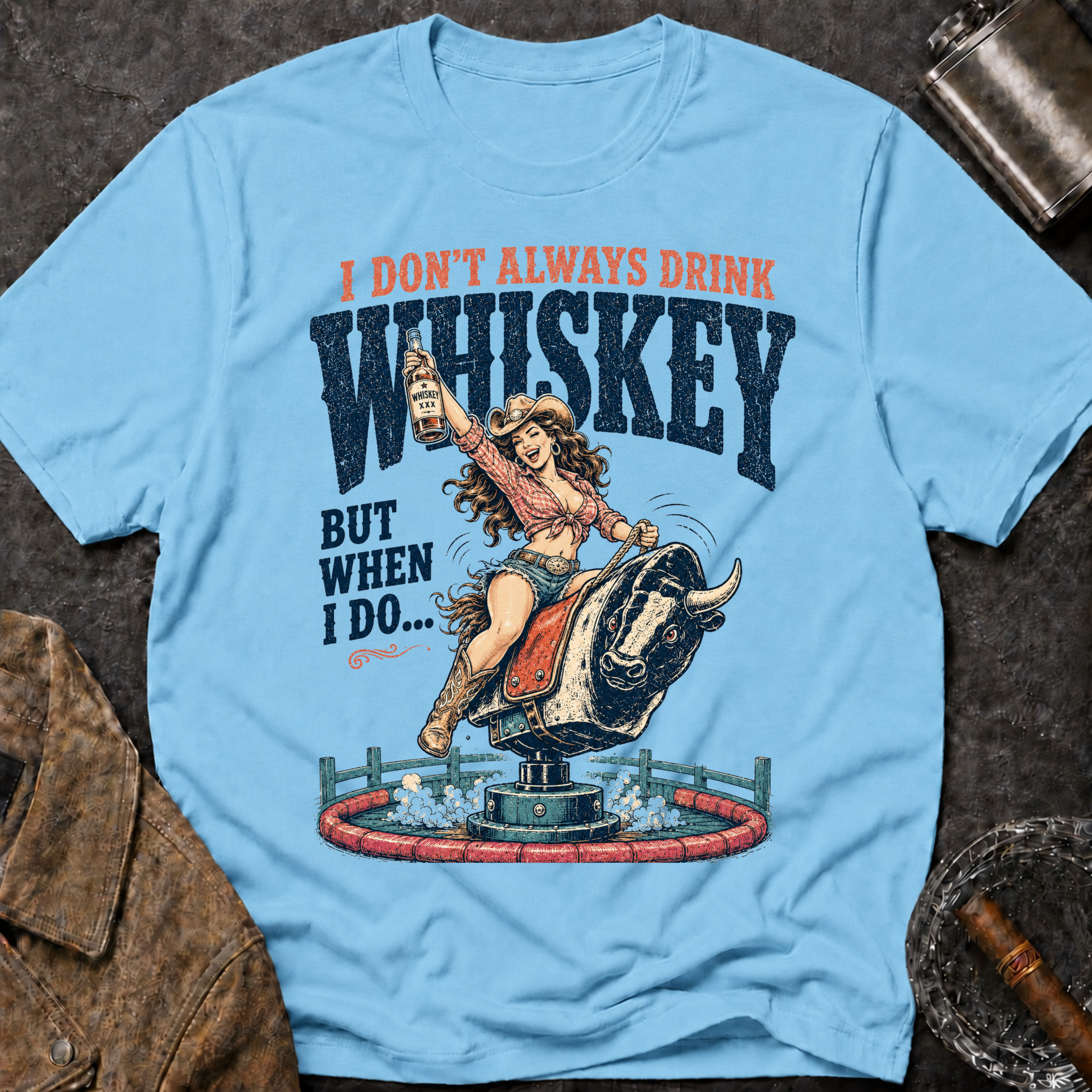 Whiskey Rodeo T‑Shirt — “I Don’t Always Drink Whiskey But When I Do…” Graphic Tee