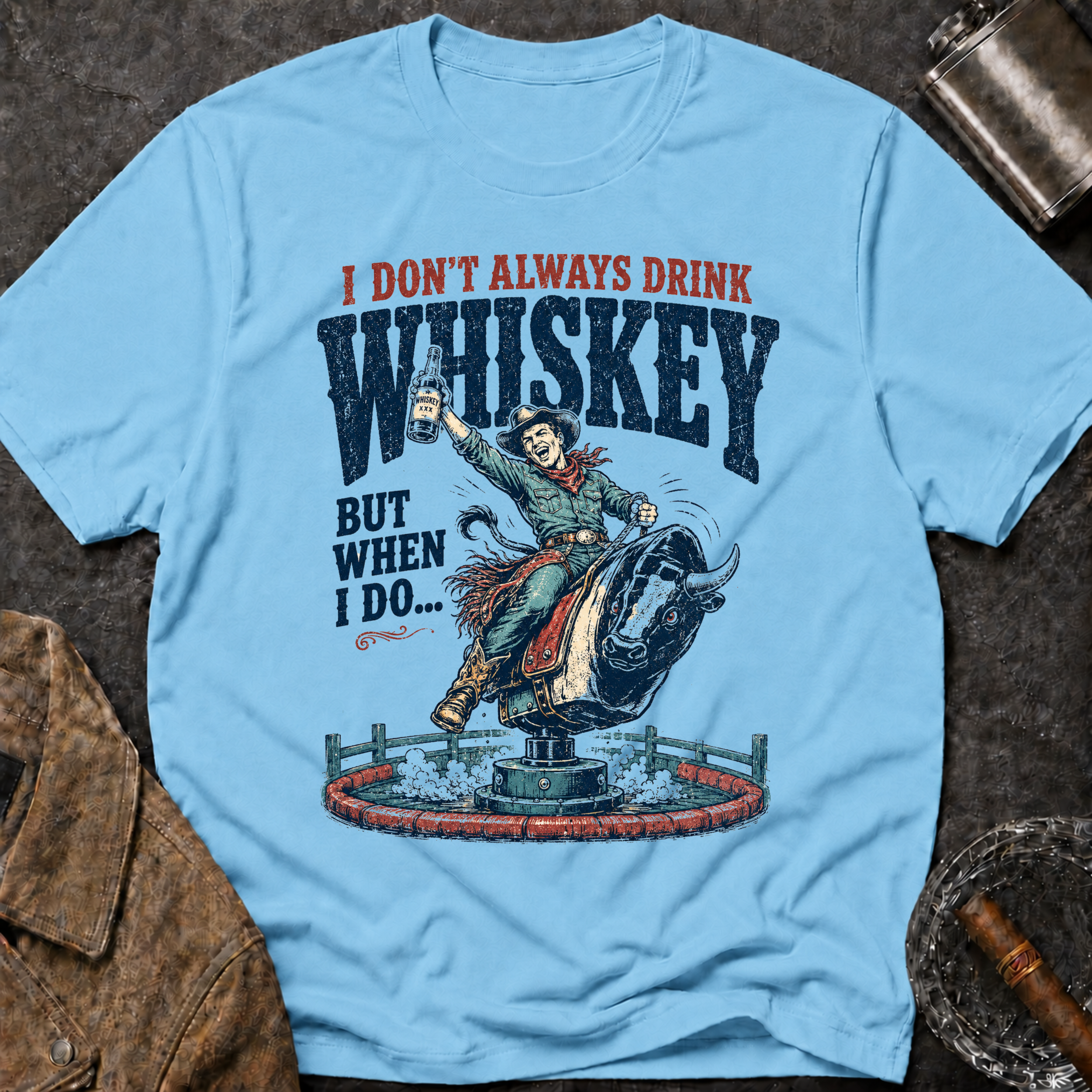 I Don't Always Drink Whiskey But When I Do T-Shirt — Rodeo Bull Rider Graphic Tee