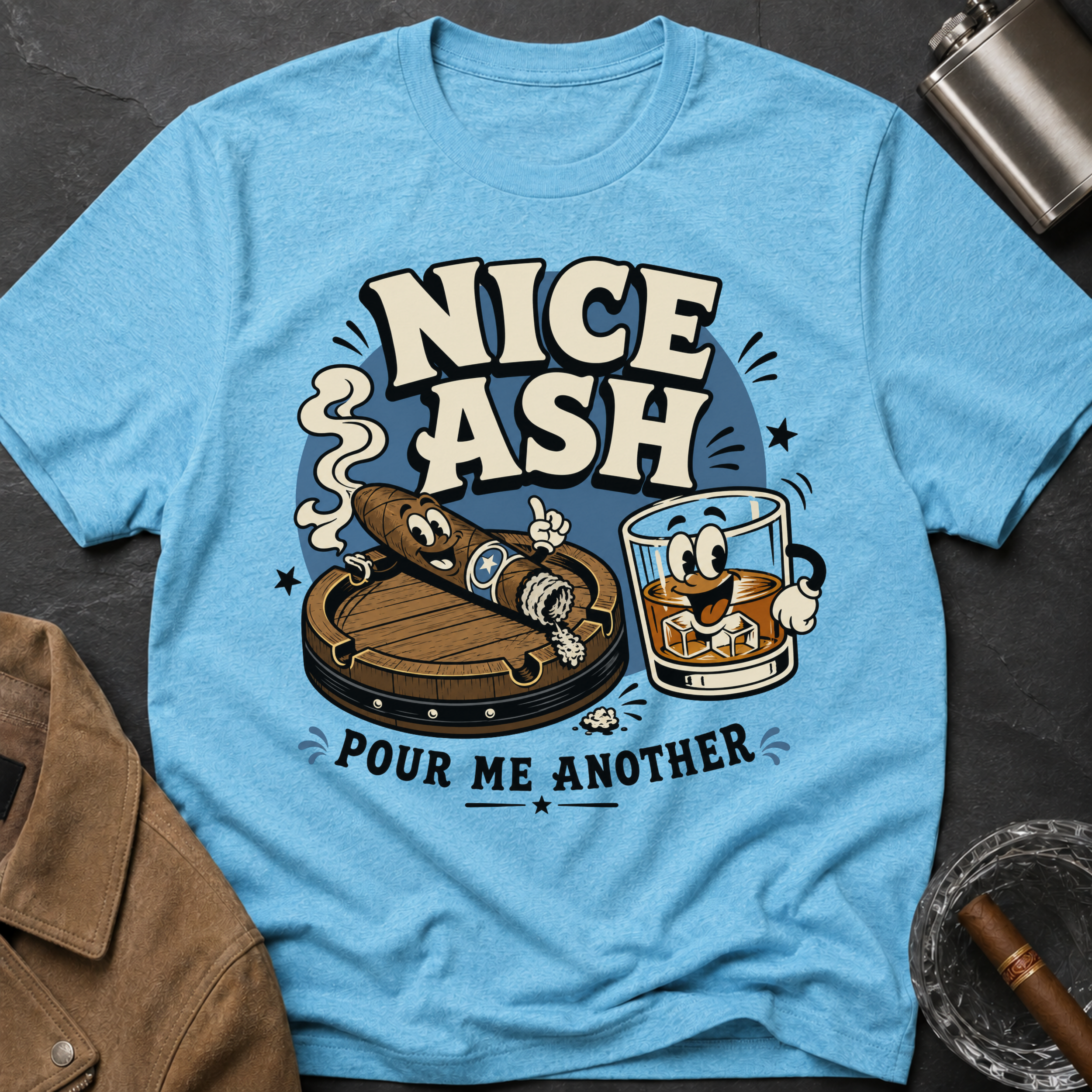 Nice Ash T-Shirt — Retro Cigars & Whiskey Graphic Tee