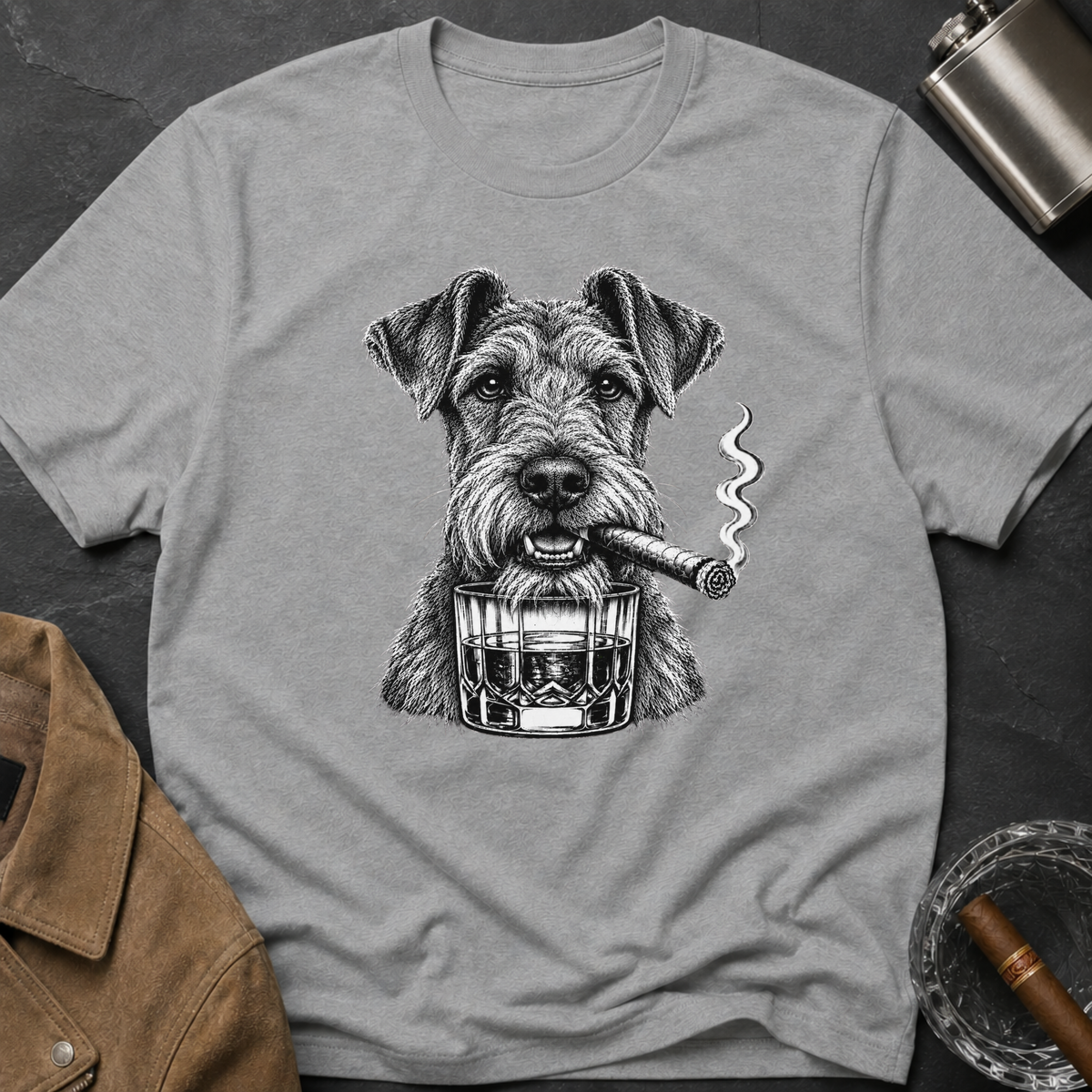 Irish Terrier Cigar Whiskey T-shirt