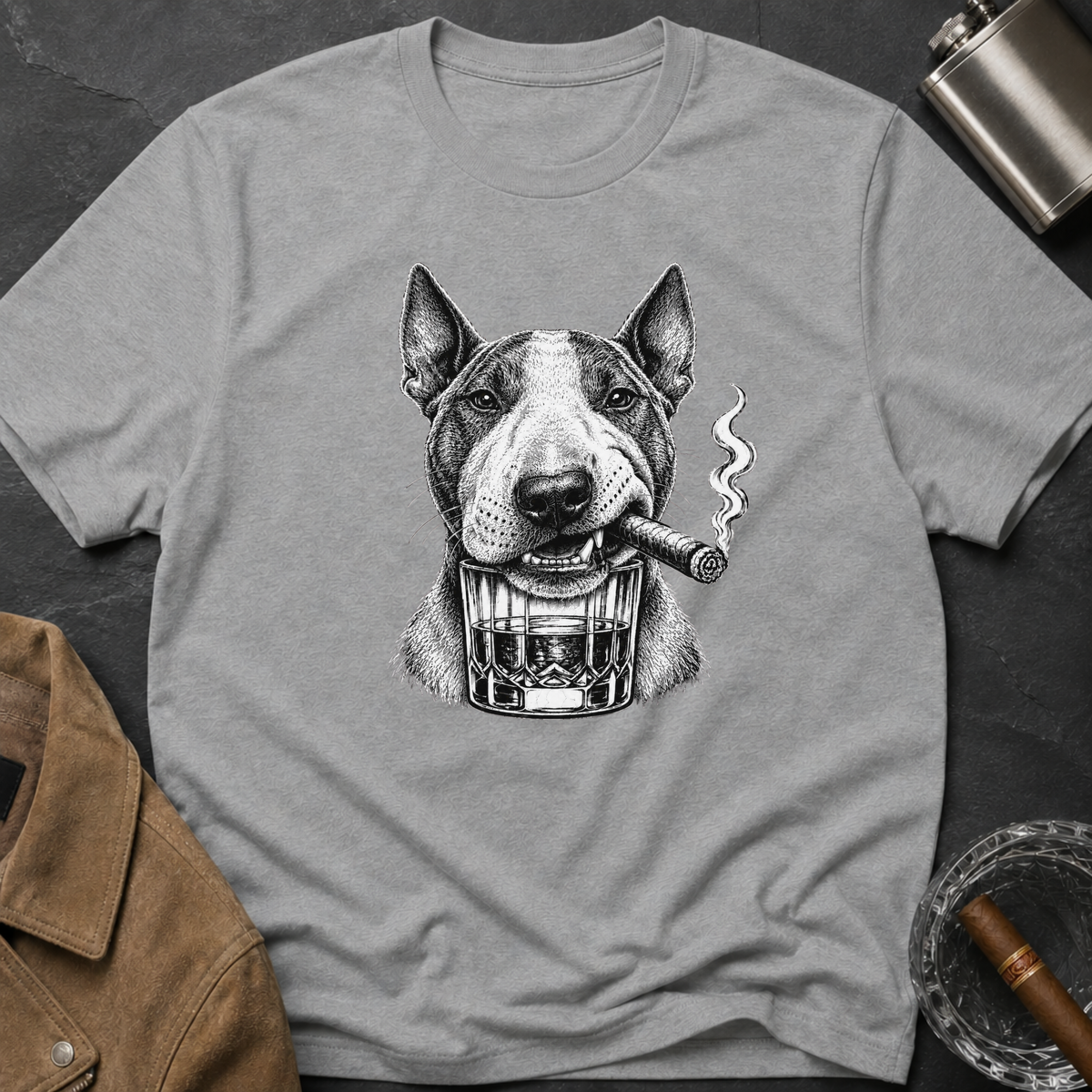 Bull Terrier Smoking Cigar T-Shirt