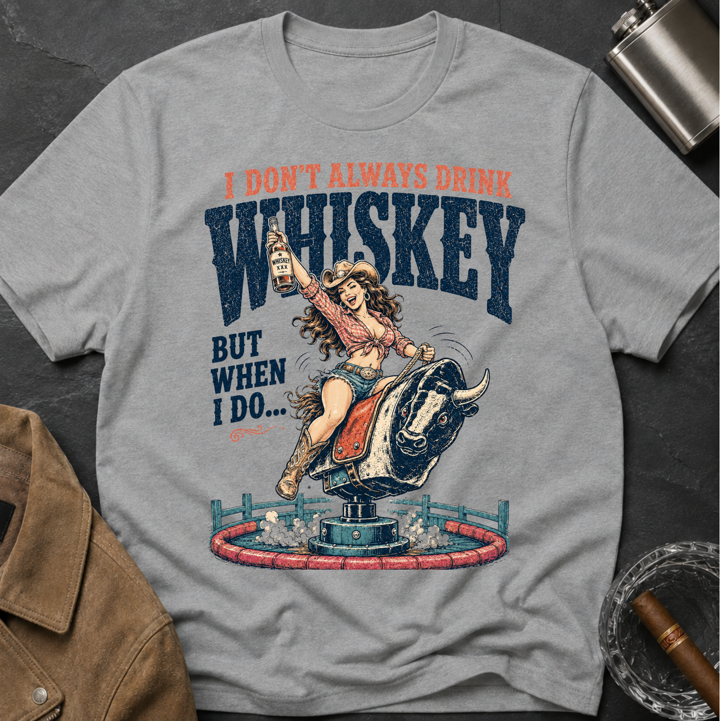 Whiskey Rodeo T‑Shirt — “I Don’t Always Drink Whiskey But When I Do…” Graphic Tee